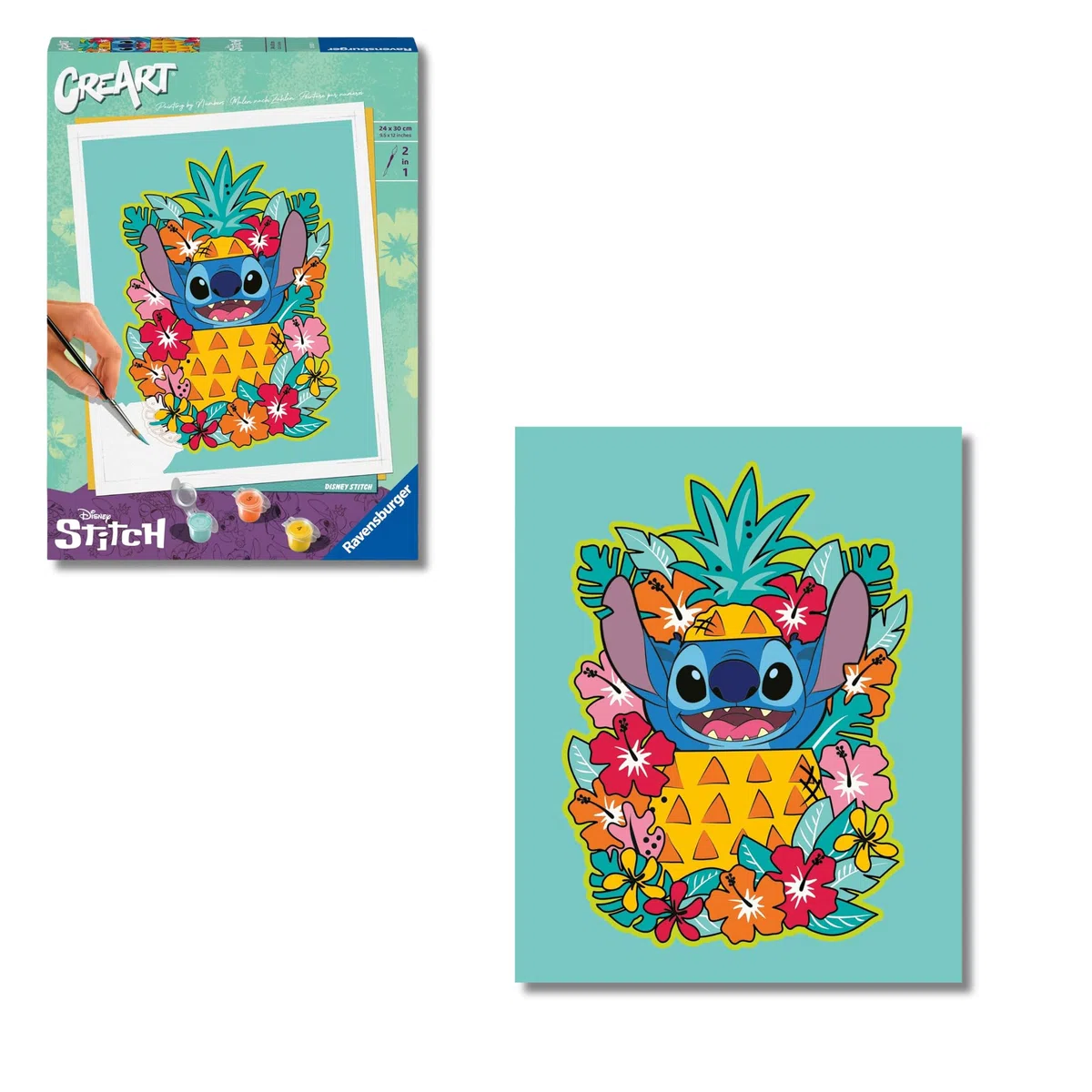 Ravensburger CreArt: Stitch – Dipingere con i Numeri Adulti, Attività Creativa e Rilassante, Kit Pittura con Pennello e Colori Inclusi, 24 x 30 cm, Idee Regalo