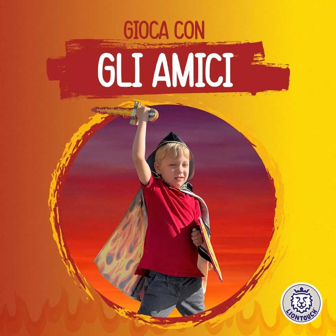 Liontouch - Scudo Fantasy con Fiamme - per Bambini età 3-8 Anni | Giocattolo Medievale in Sicura Gommapiuma per Giochi di Ruolo con Tema Fiamme Ruggenti | Accessorio per Battaglie, Cosplay e Costumi