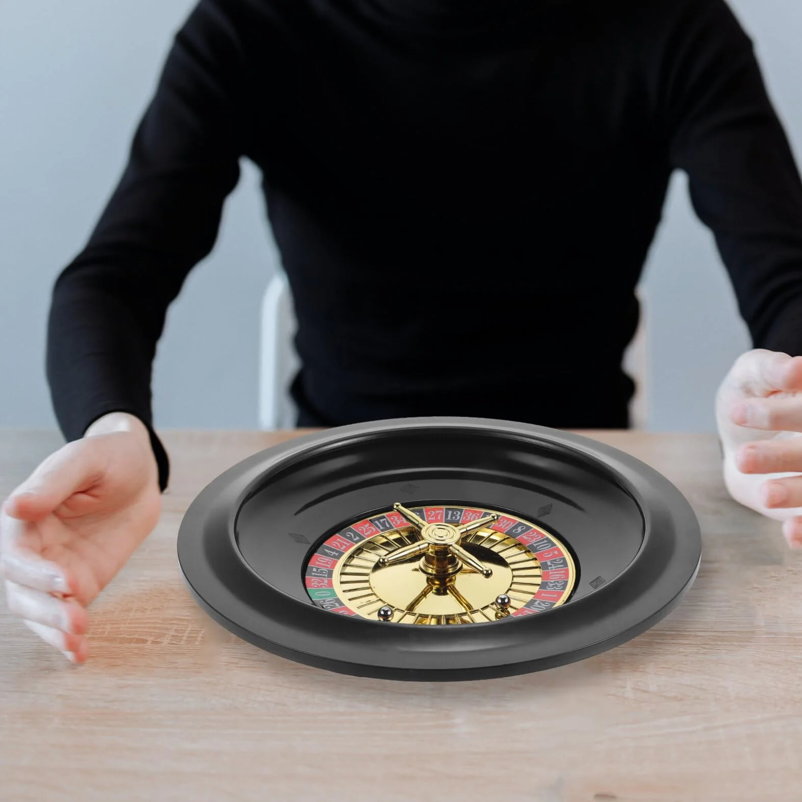 Ifundom Ruota della Roulette da 10 Pollici - Gioco da Poker da Tavolo Russo Rotante in Plastica - Prop per Feste