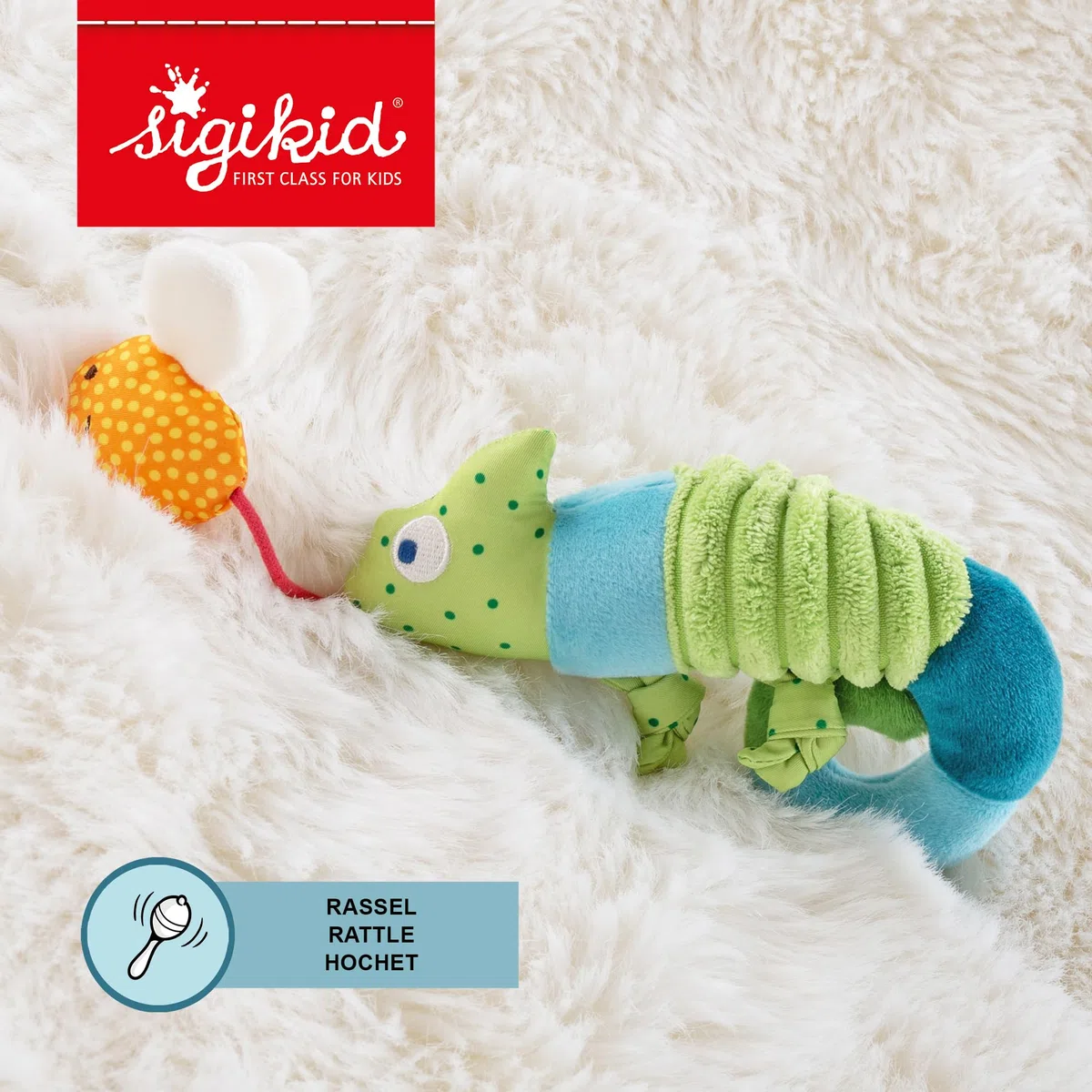 SIGIKID 41056 Ciondolo camaleonte Baby Activity On Tour Ragazze e Ragazzi Baby Toy consigliato dalla nascita, multicolore