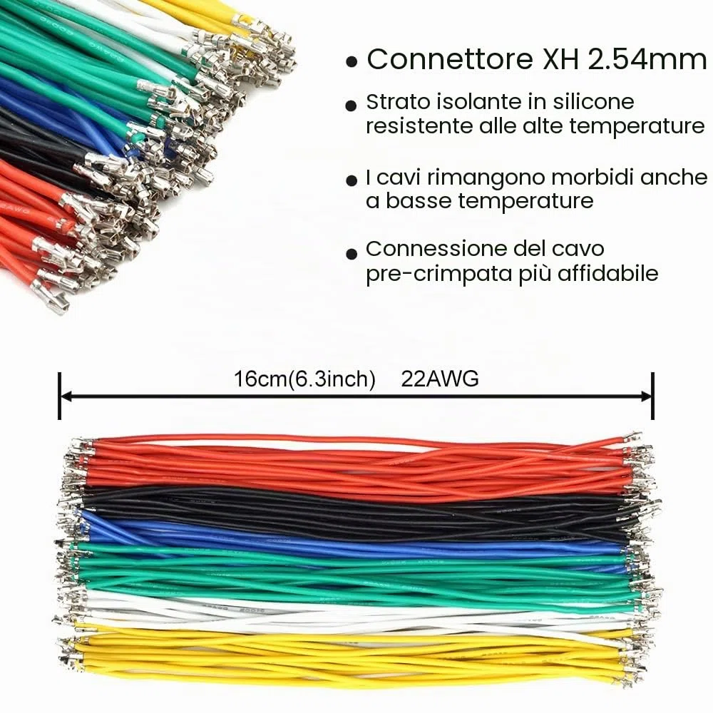 XH - Kit di connettori 2,54 mm con cavo pre-aggraffato 2/3/4/5/6/7/8/9/10 pin, compatibile con connettore JST-XH