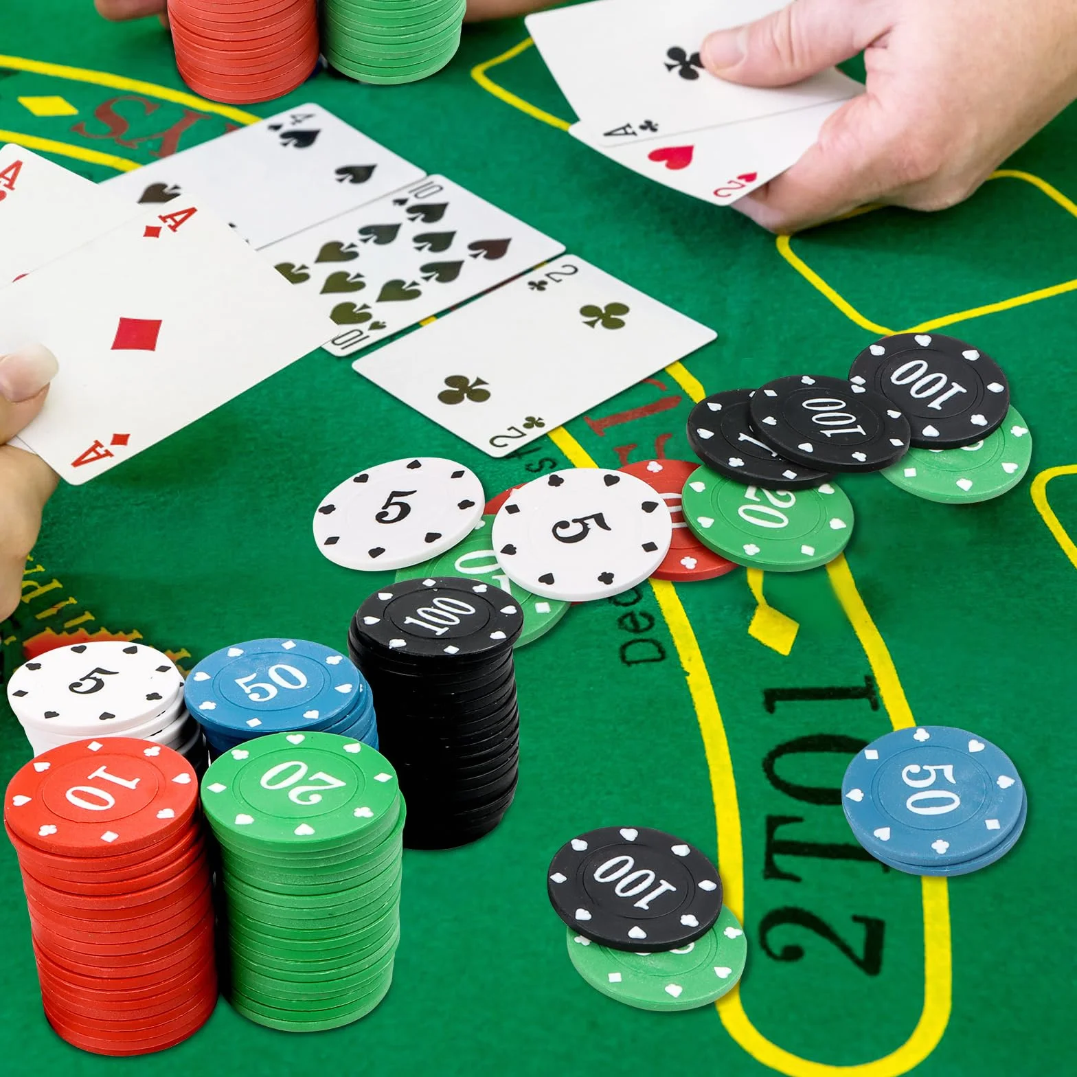 MplehDa Casino Poker Chips, 100 pezzi di chip da poker con valori nominali, gettoni per carte di credito, gettoni di pegno, roulette gioco bingo chip per poker, blackjack e giochi da casinò