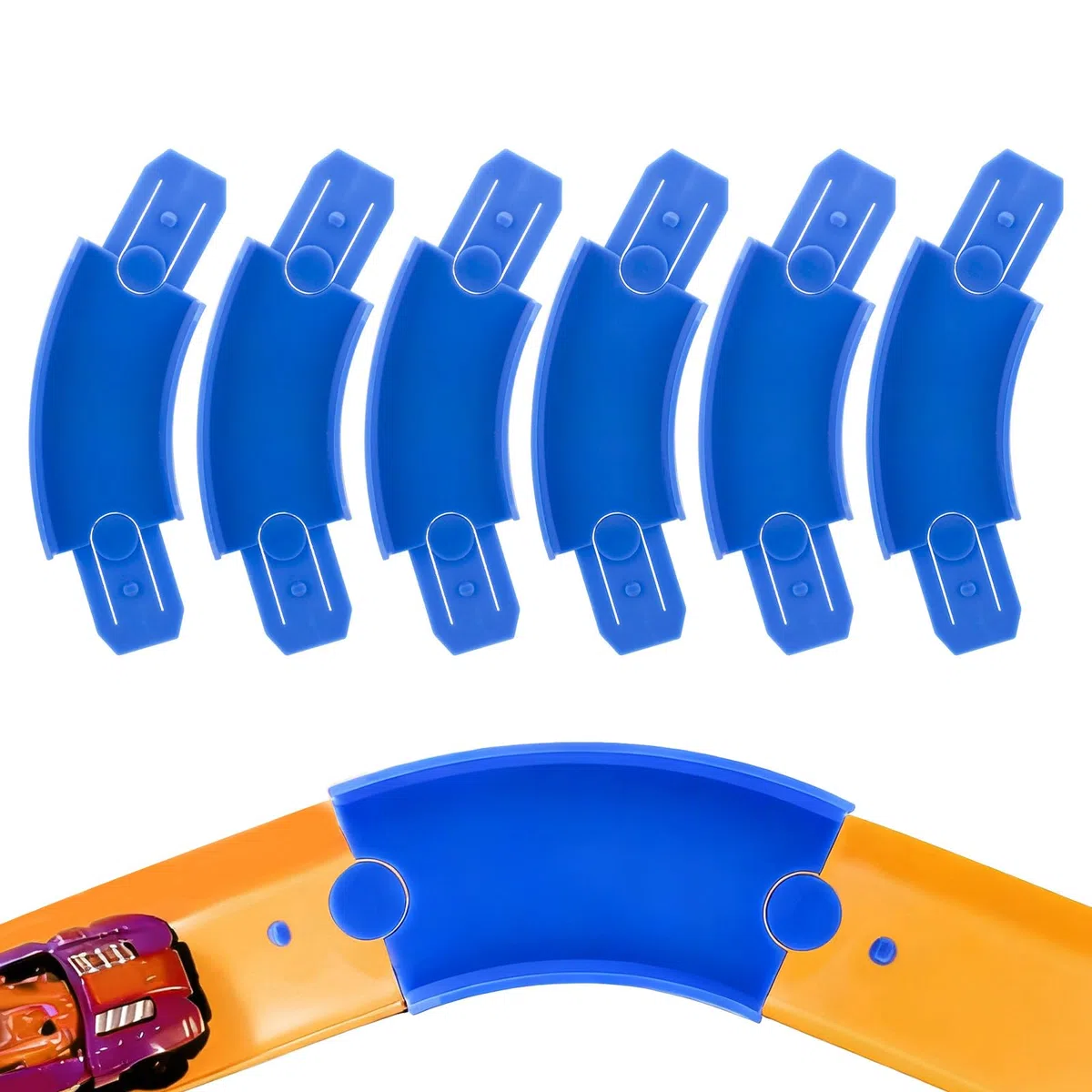 6pz Pista Curva per Hot Wheels, Componenti di Pista Curva in ABS a 45 Gradi Connettori Pistas per Auto Giocattolo Compatibili con Hot Wheels (Blu)
