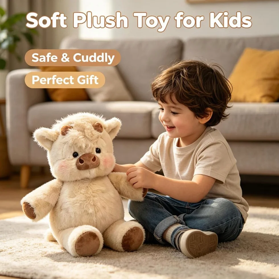45cm Peluche Di Cinghiale，Peluche Che Corre, Peluch Mucca, Vitello Che Corre Morbido Giocattolo,Bambola Da Collezione，A Forma Di Pecora In Cartone Peluch Animato， regalo per ragazzi, ragazze, bambini