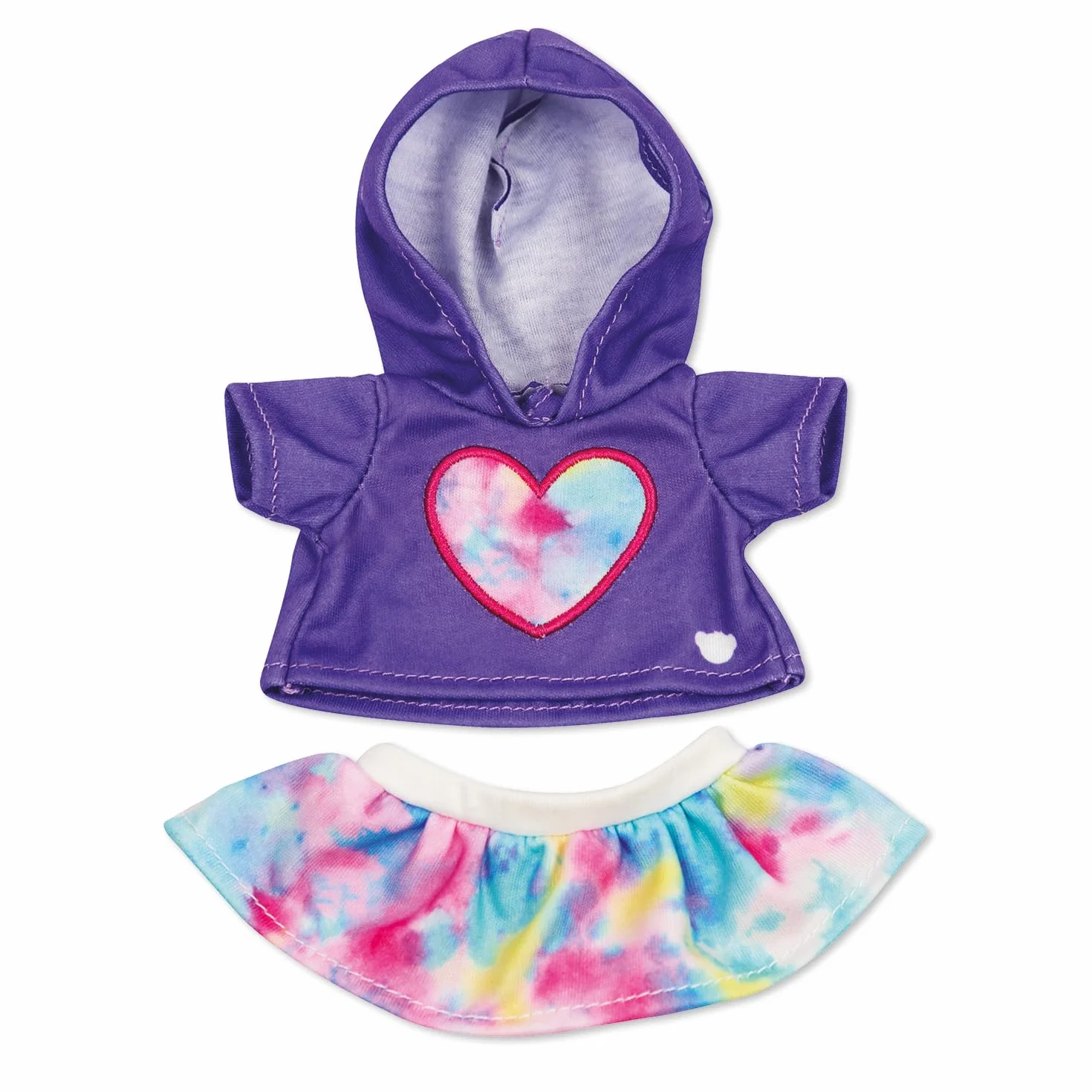 Casdon MINI Build-A-Bear - Confezione di vestiti giocattolo a forma di cuore viola, 4 abiti da abbinare con pigiami, felpe con cappuccio, stili estivi | Per bambini dai 3 anni in su. Adatto solo per