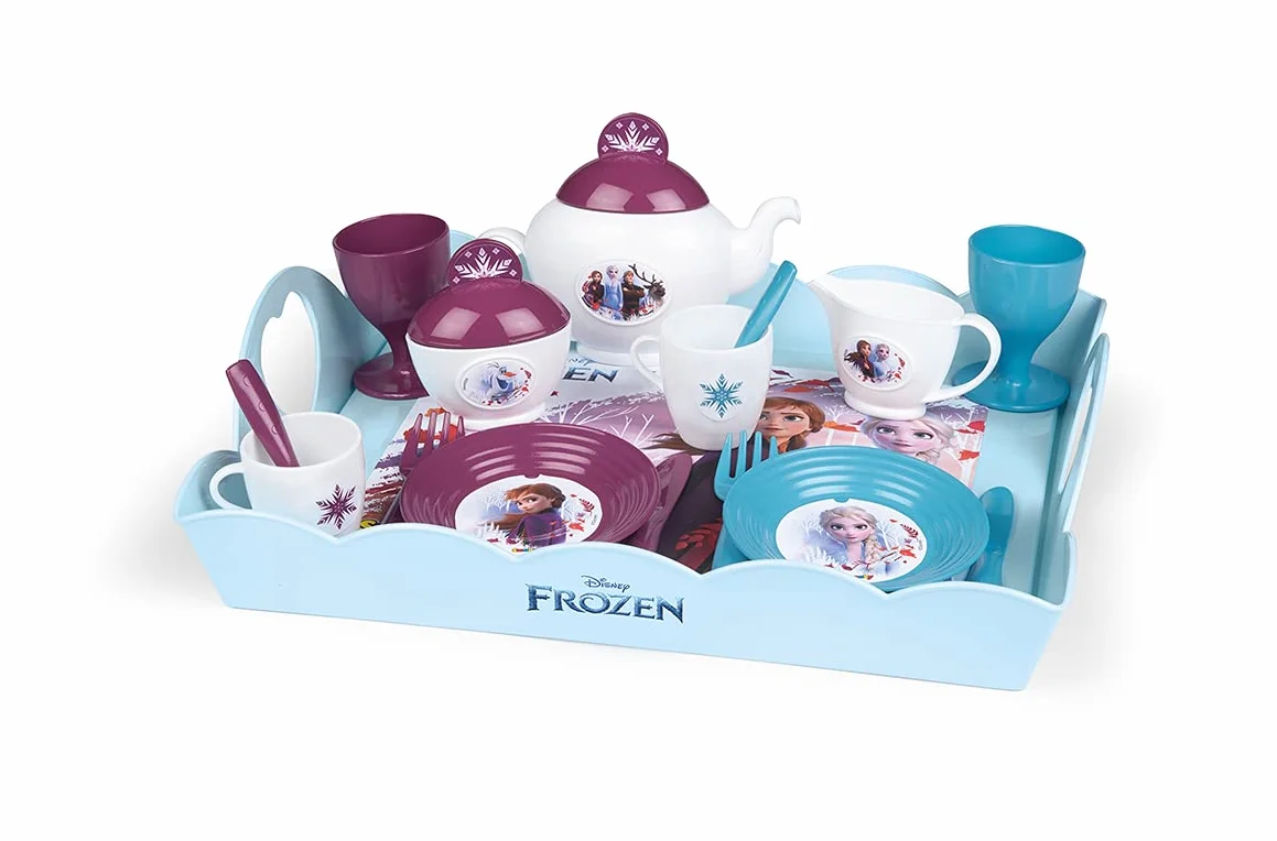 Smoby - Frozen - Vassoio da tè XL - 17 accessori - Bicchieri, piatti, teiera inglese, zuccheriera e altri - Dai 3 anni - Prodotto in Francia