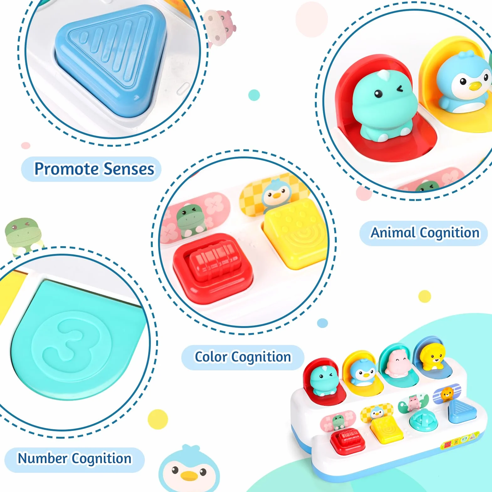 LZDMY Giochi Bambini 1 2 3 4 Anni Giocattoli Montessori Bimbo 1 Anno Giocattolo Sensoriale Bambini 6 9 12 18 Mesi, Giocattoli Educativi Interattivi, Regalo Bambino (Pop up Animali)