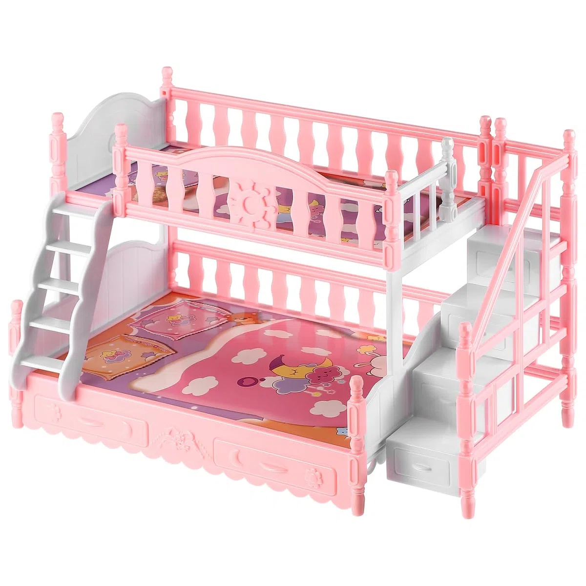 HOMSFOU Letto a Castello in Miniatura 1/12 Per Casa Delle Bambole Mobili Per Bambole Con Doppio Strato Decorazione Realistica E Compatibile Con Accessori Miniatura 8.82X5.51X5.12In