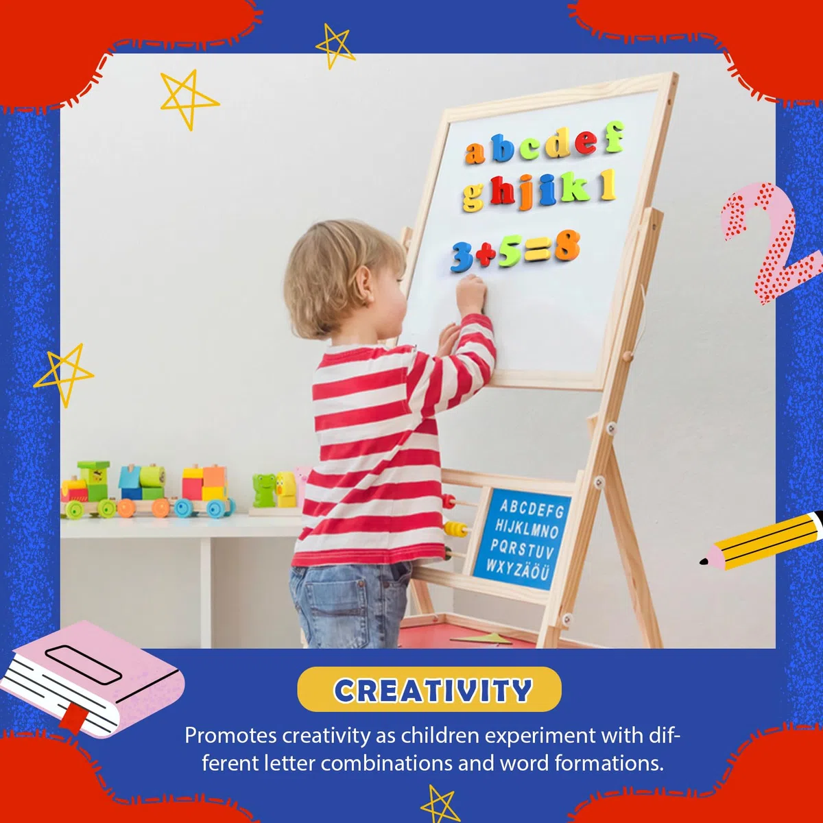 BunnyJOY Lettere Magnetiche Numeri per Bambini, 160PCS Alfabeto Magnete Frigorifero per Bambini, Giocattoli Educativi Prescolari, Ortografia e Conteggio Set di Apprendimento