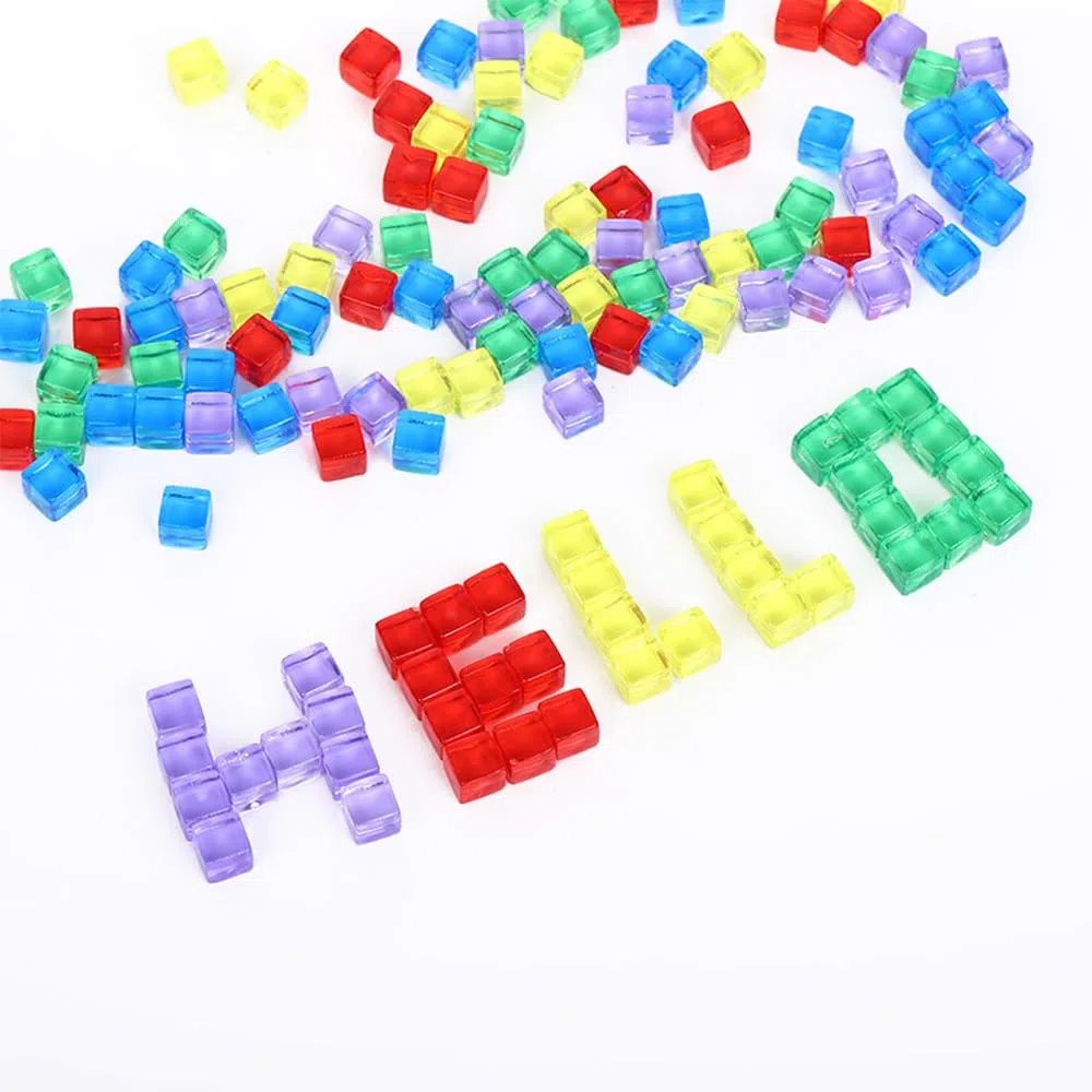 240 Pezzi Dadi a Sei Lati 8 mm Multicolor Cubi Acrilici Trasparenti Perline Senza Fori in 12 Colori Con Borsa con Coulisse per Giochi da Tavolo, Apprendimento, Artigianato e Hobby