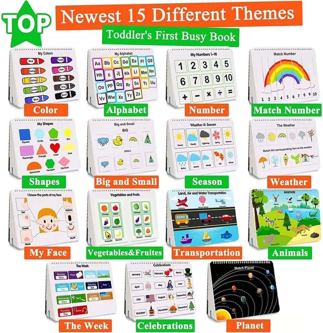 My Preschool Busy Book, Preschool Learning Activities-Toddler Busy Book for Kids, Busy Board per Bambini, Giochi Montessori, Giochi Educativi Tabellone Attivitài, Gioco Educativo Pannello Sensoriale