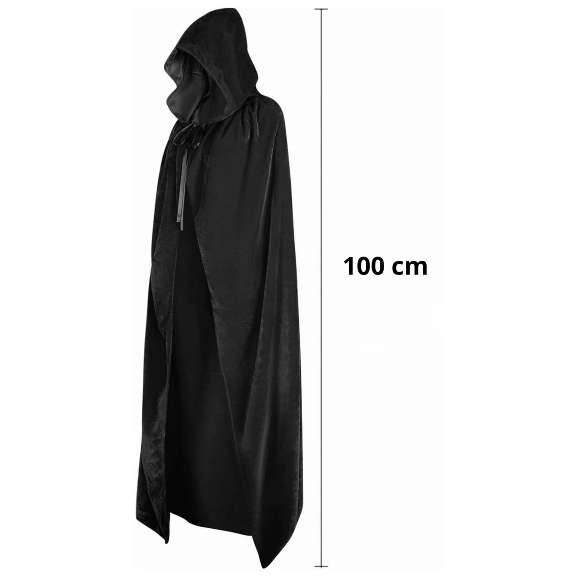 Mantello Nero Con Cappuccio Per Costume Di Halloween - Da Vampiro o Strega Per Ragazzo o Ragazza - Ottimo Accessorio Per Costumi