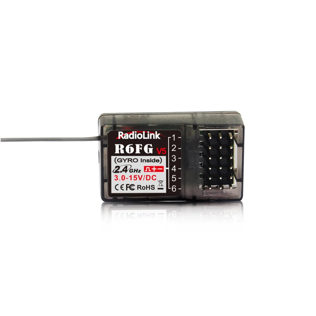Radiolink Ricevitore R6FG RC 2.4 Ghz giroscopio integrato 6 canali ampia portata fino a 400 m per auto barche compatibile con RC6GS V3/RC4GS V3/T8FB/T8S/RC8X/T16D/T12D