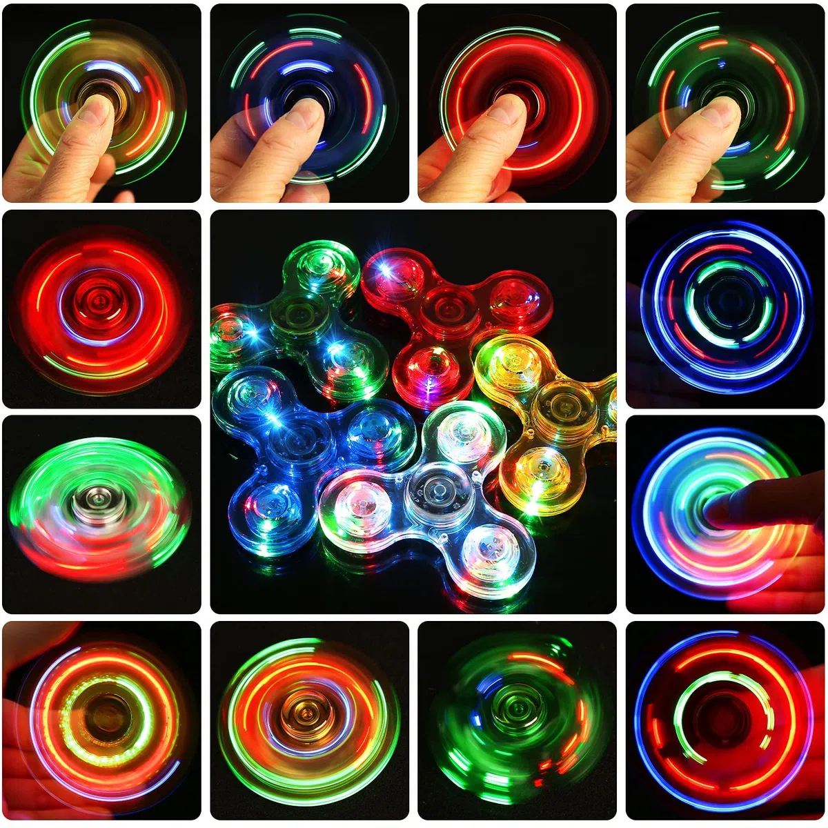 SCIONE 5 Confezioni Fidget Spinners, Pacchetti Cristallo Hand Fidget per Regali di Pasqua Giocattoli Fidget per Bambini-LED a Dita Fidget Spinner-ADHD Gioco per l'Ansia Riduttore di Sollievo di Stress