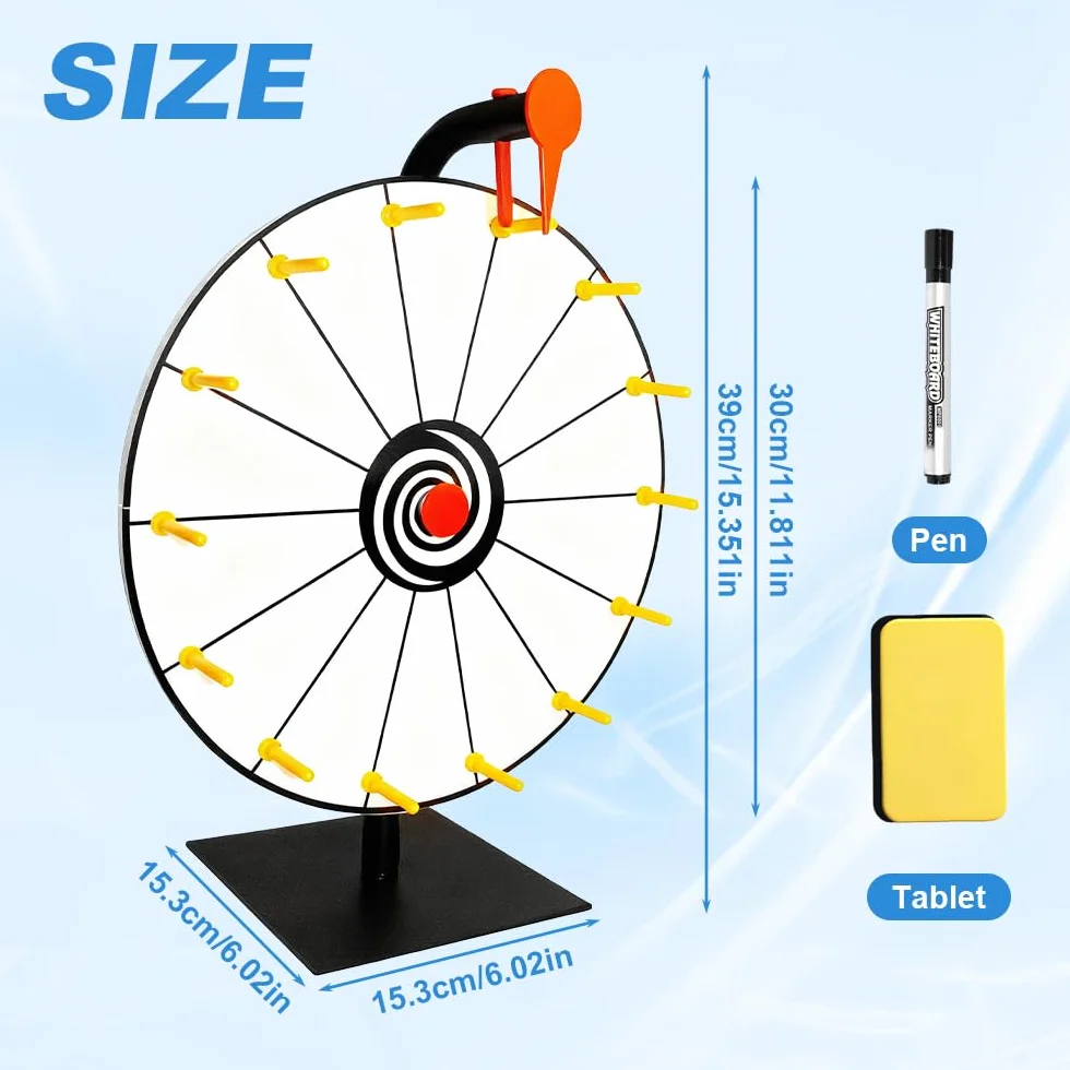 Ruota della Fortuna, 30cm la Ruota della Fortuna Gioco con 14 Slot, Gioco Ruotas della Fortuna, Ruotas dei Premi da Tavolo con Gomma e Pennarello per Carnival Giocos, Feste di Gioc, Fiere