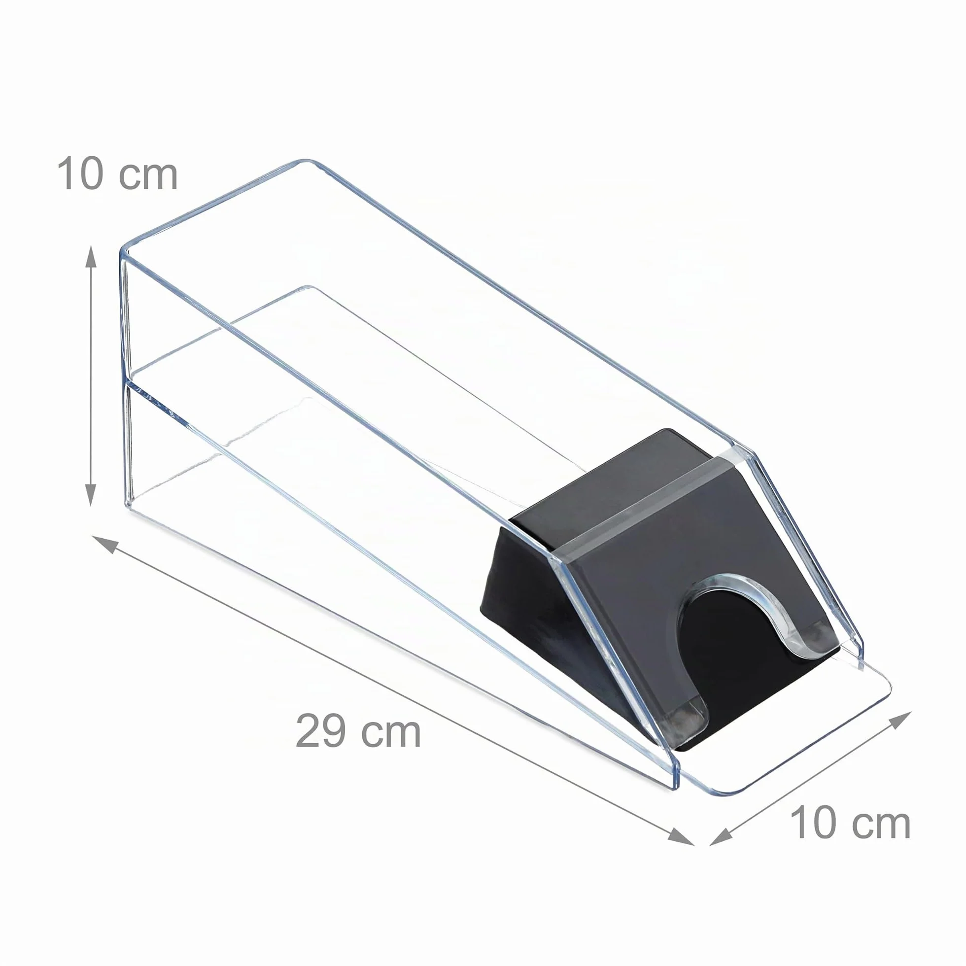 Relaxdays Distributore Carte da Gioco Dispenser 6 Mazzi Dealing Shoe Black Jack 10x10x29 cm Trasparente Nero