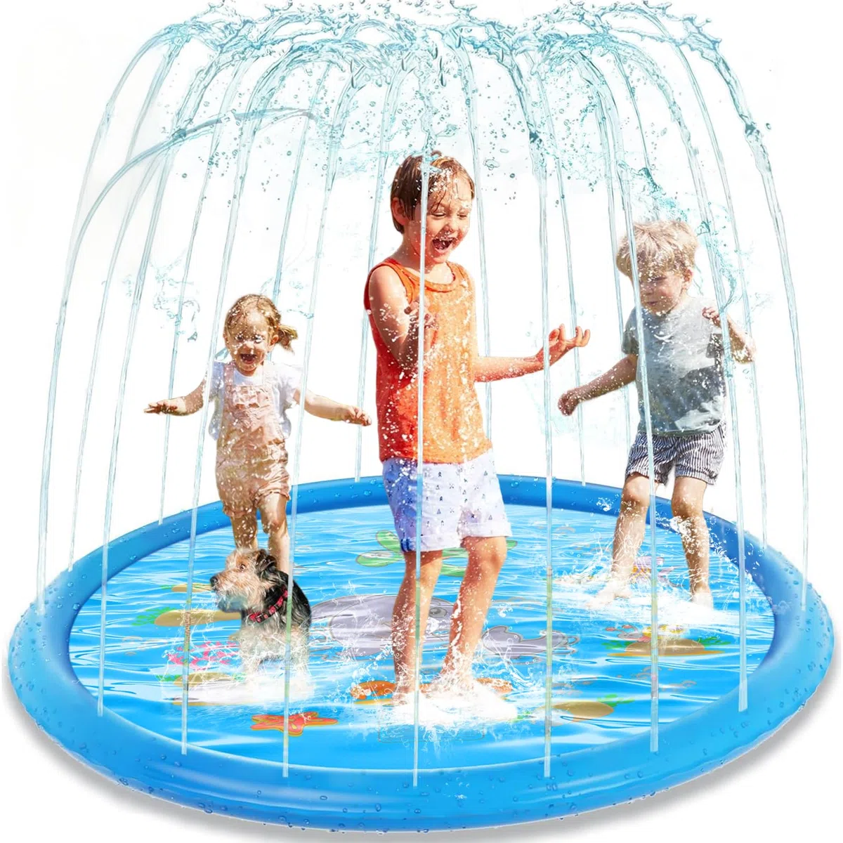 Tappetino Spruzzatore Acqua per Bambini e Cani, 170 cm Piscina Gonfiabile Estiva da Giardino - Gioco Rinfrescante per Esterno, Ideale 2-3 Anni