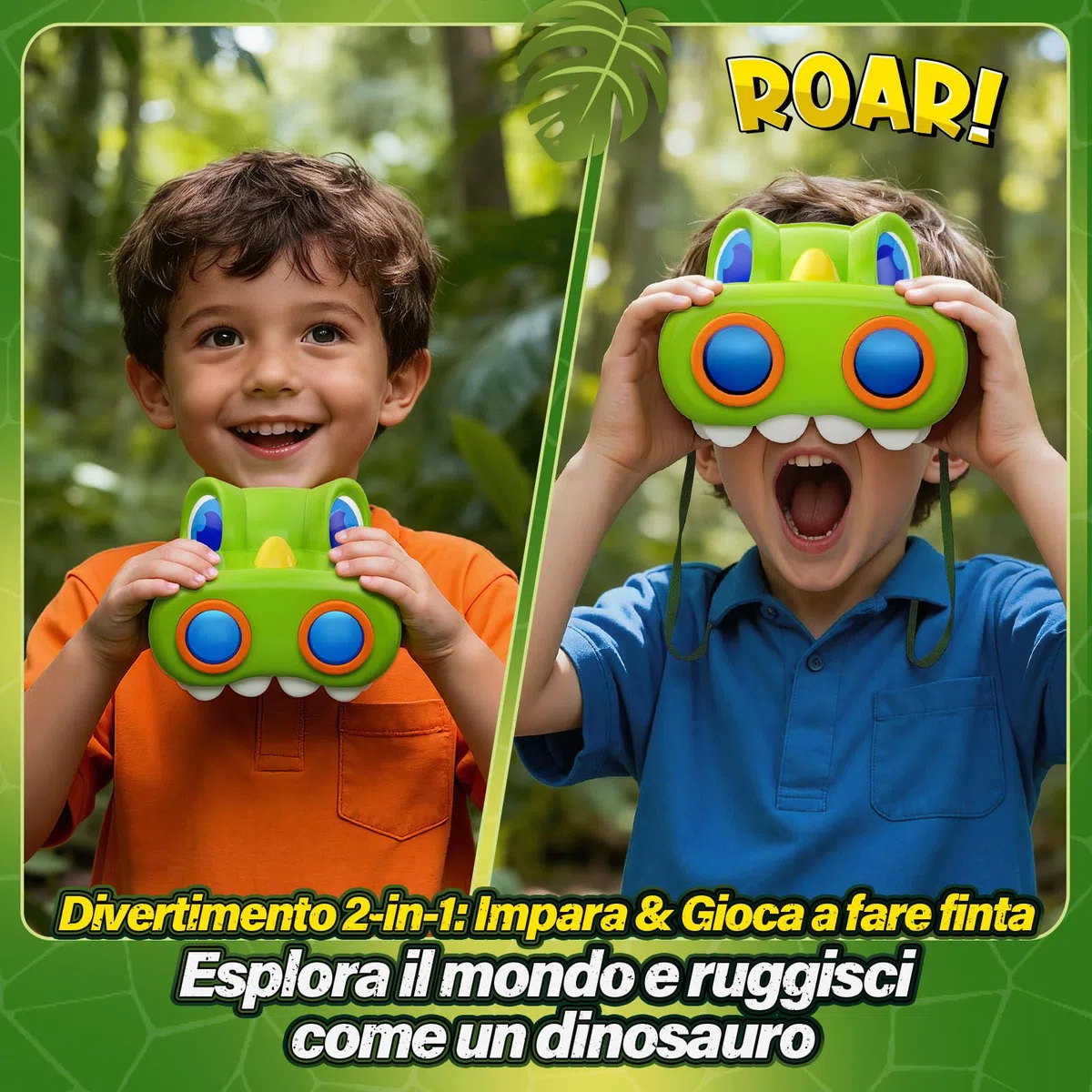 Binocolo Bambini con Guida Uccelli,Dinosauro Bambina Regalo 3-12 Anni Giochi Bambina 3 4 5 6 7 8 9 Anni, Giocattolo Bambini Gioco Bimba 3-10 Anni Femmina Educativo Viaggio Regali di Natale Compleanno