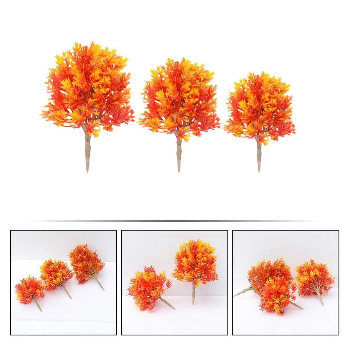 Modelli di Mini Alberi di Acero 3 Pezzi (10cm, 13cm, 15cm), Decorazioni per Micro-paesaggi, Alberi Paesaggistici in Materiale Leggero e Sicuro per Modellismo Scenico