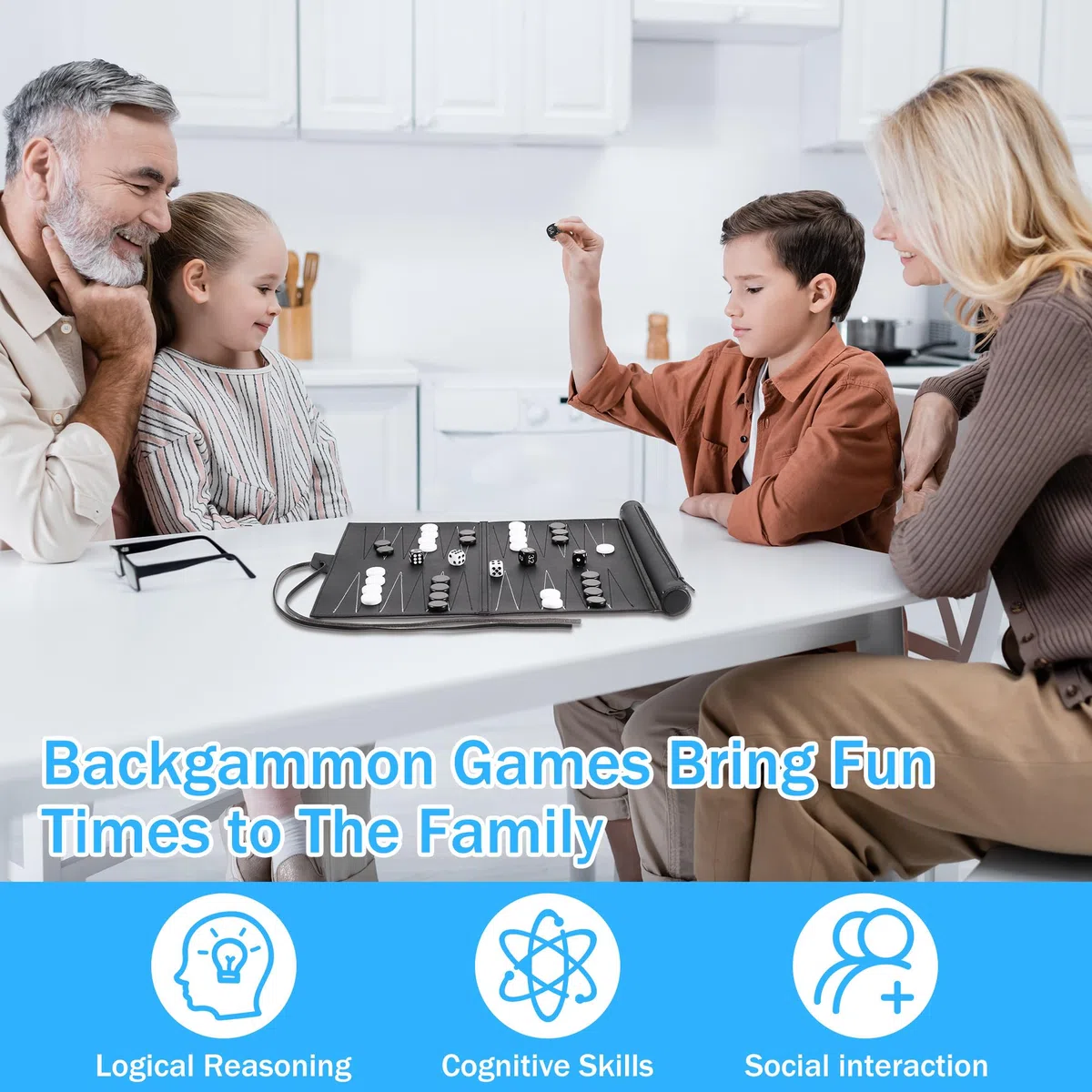 Backgammon da Viaggio in Pelle, Set Backgammon 36x25.5 cm Piegevole per 2 Giocatori, Gioco da Tavolo Classico per Adulti, Giochi da Viaggio per Camper, Escursioni e Regalo
