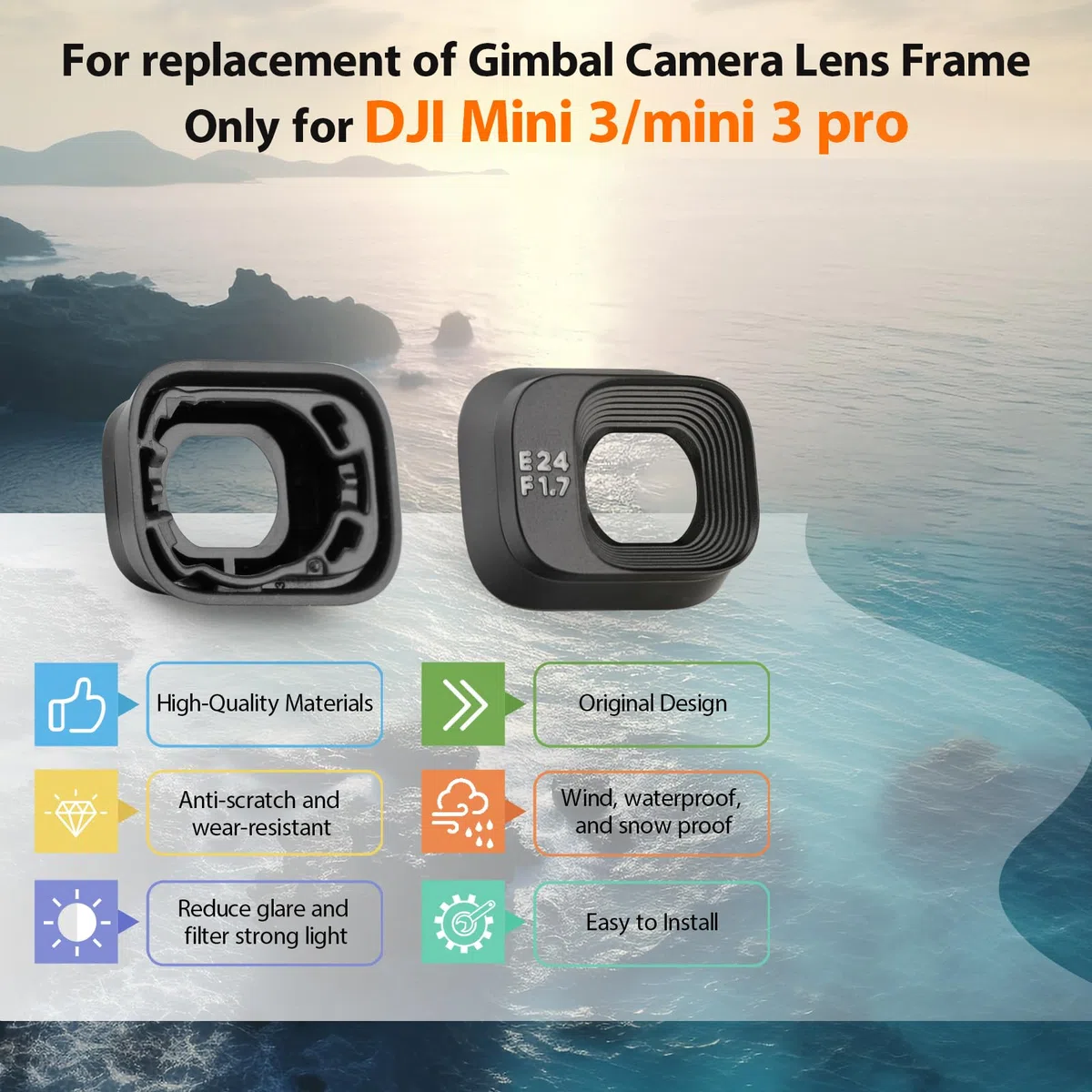 Sostituzione per DJI Mini 3/Mini 3 PRO Cornice per Fotocamera con Giunto Cardanico per DJI Mini 3 PRO Copertura di Copriobiettivo Cardanico Compatibile con Panno per la Pulizia Accessori
