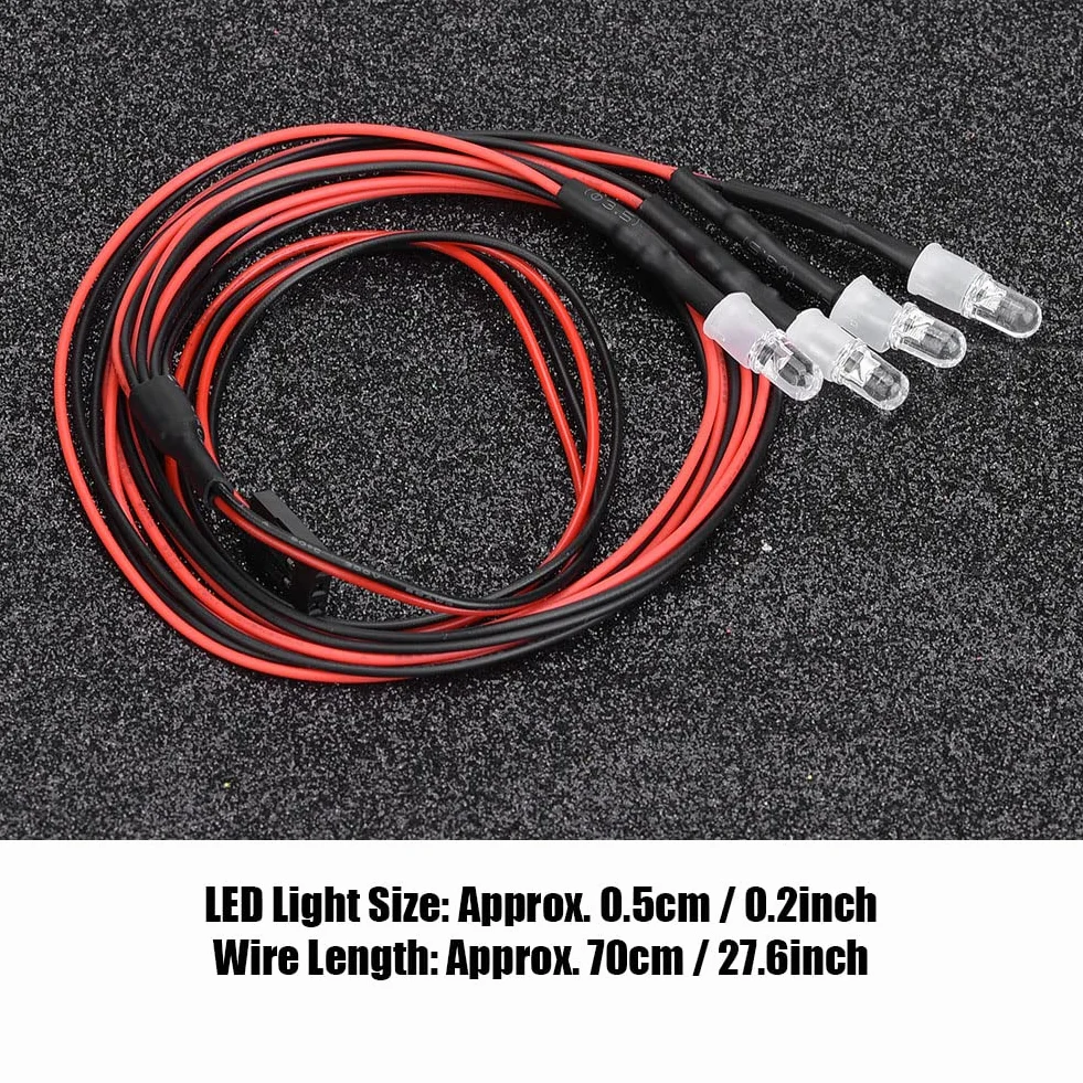Dilwe Luci a LED Modello RC, Set di Fanali Posteriori per Fanali 4Pcs 5mm Kit Luce LED Auto RC per Accessori per Camion 1/10 (13# luce Bianca + Luce Rossa)