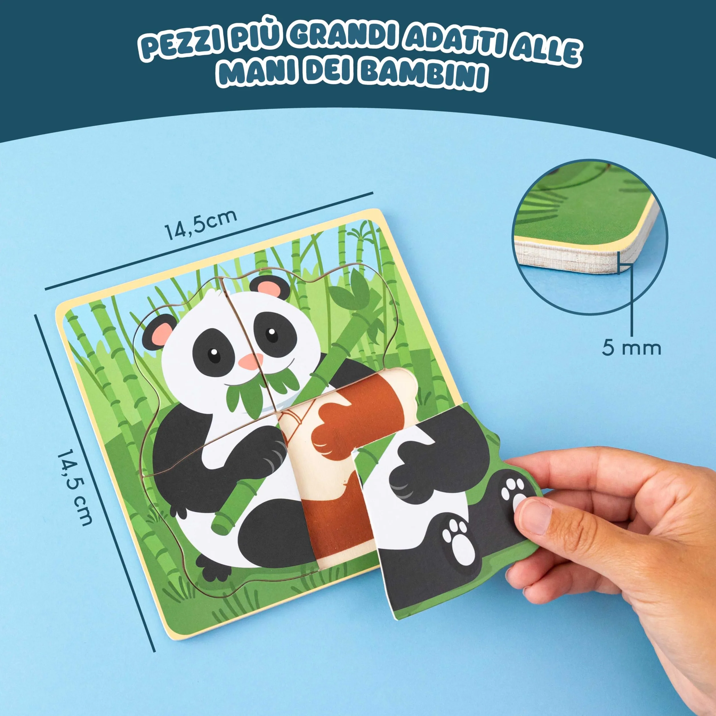 BONNYCO Puzzle in Legno 16 Pezzi per Bambini 1-5 Anni Gadget Compleanno