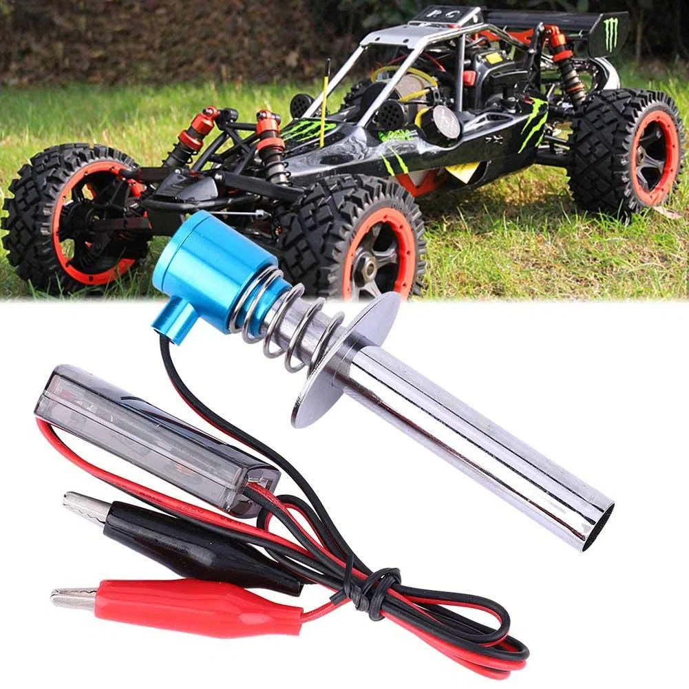 6V -24V Electronic Glow Plug Starter Igniter Fit per Nitro RC Car Engine con Batteria e Caricabatterie potenziati(02)