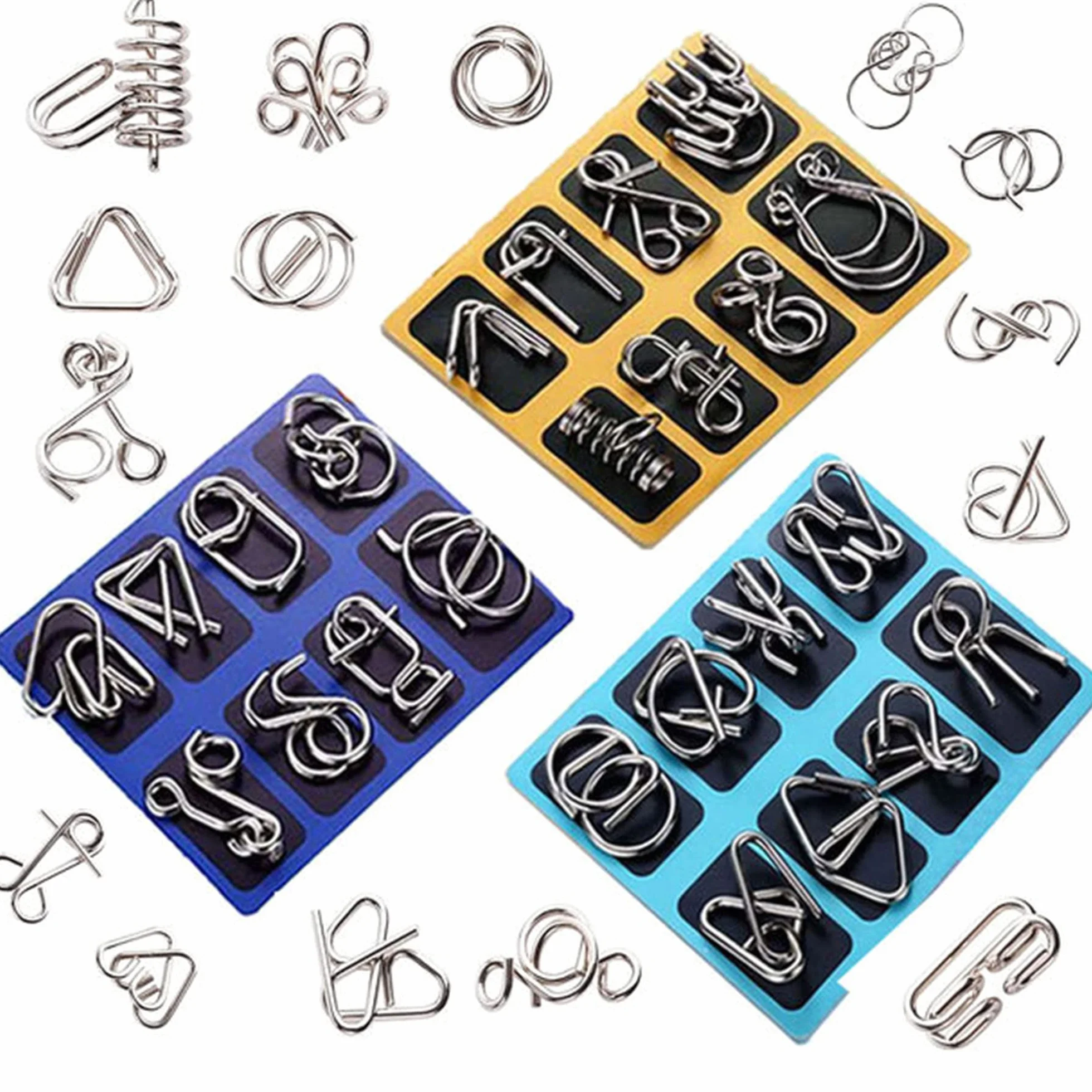 Set di 24pz in Metallo Giocattoli Educativi IQ Test Puzzle, Metal Wire Puzzle Rompicapo Perfetto Classico Giocattolo Educativo Intelligenza per Adulti e Bambini
