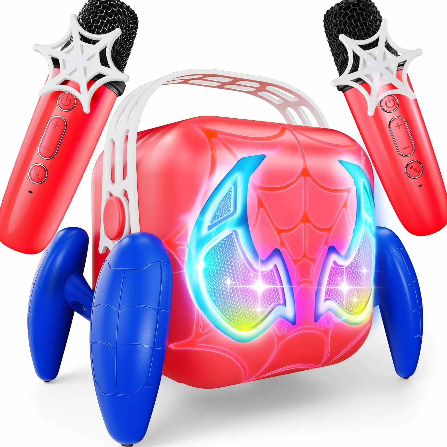 Karaoke per Bambini con 2 Microfoni Luci LED Regalo 3-12 Anni Maschio Giochi Compleanno Festa Natale