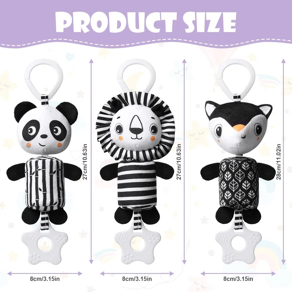 Aolso Giocattoli per Passeggino, Giocattoli A Sonaglio da Appendere, Giocattolo per Bambini Ad Alto Contrasto, Forma Animale, Educativo di Peluche per Neonato, Regalo per Bambini Neonato, Leone