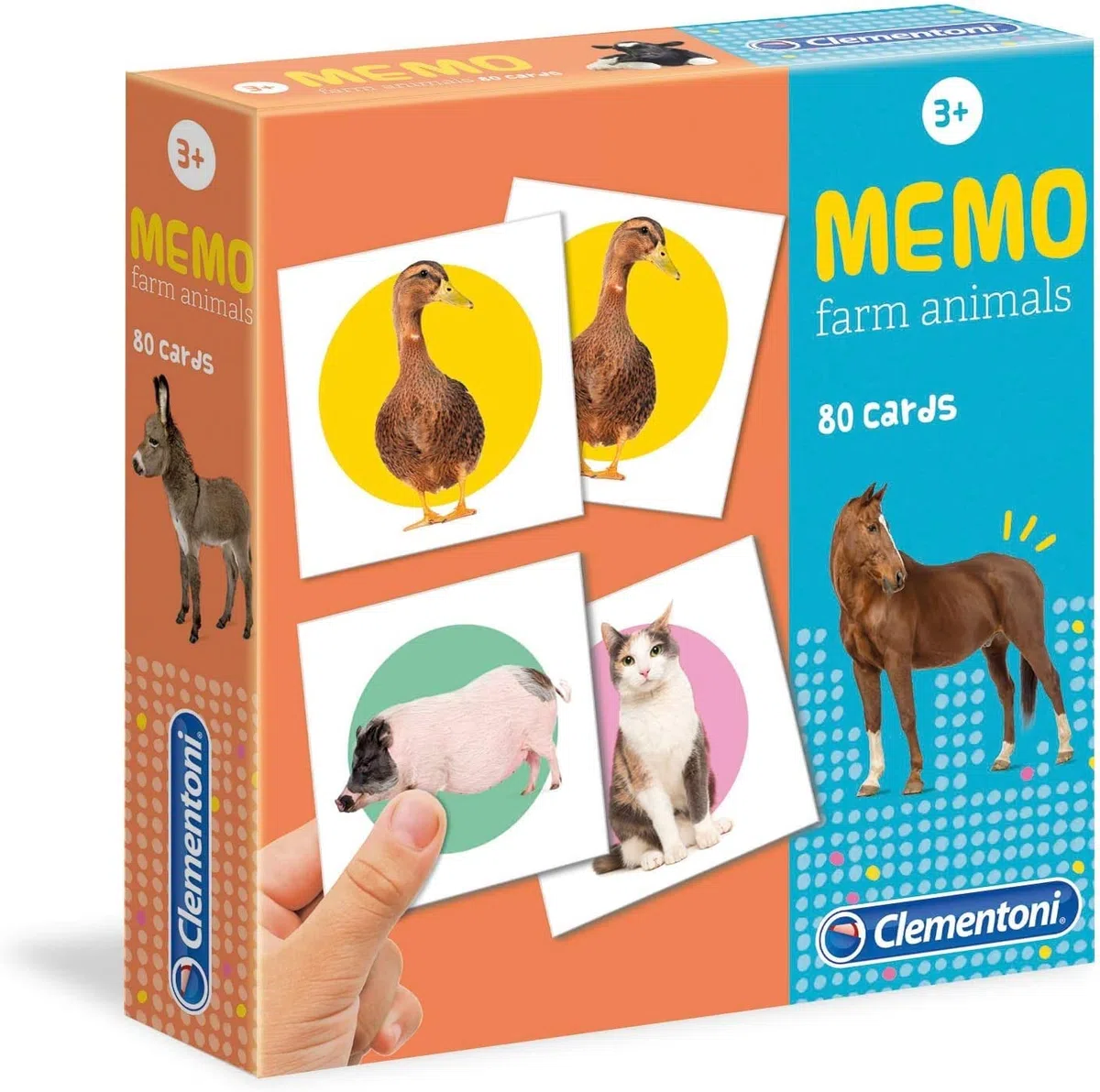 Clementoni - 18076 - Memo Games - Farm Animals, gioco di memoria e associazione, gioco educativo bambini 3 anni, gioco da tavolo per bambini - Made in Italy