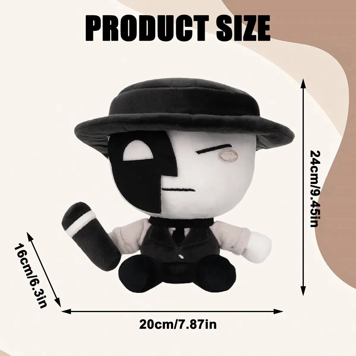 Die of Death Plush Toy, Artful da Death Peluche, Peluche Artful from Die of Death, Peluche Artful Die of Death, Mafiaso Peluche, Morbido Pupazzo da Collezione dal Gioco Die of Death, Regalo per Fan