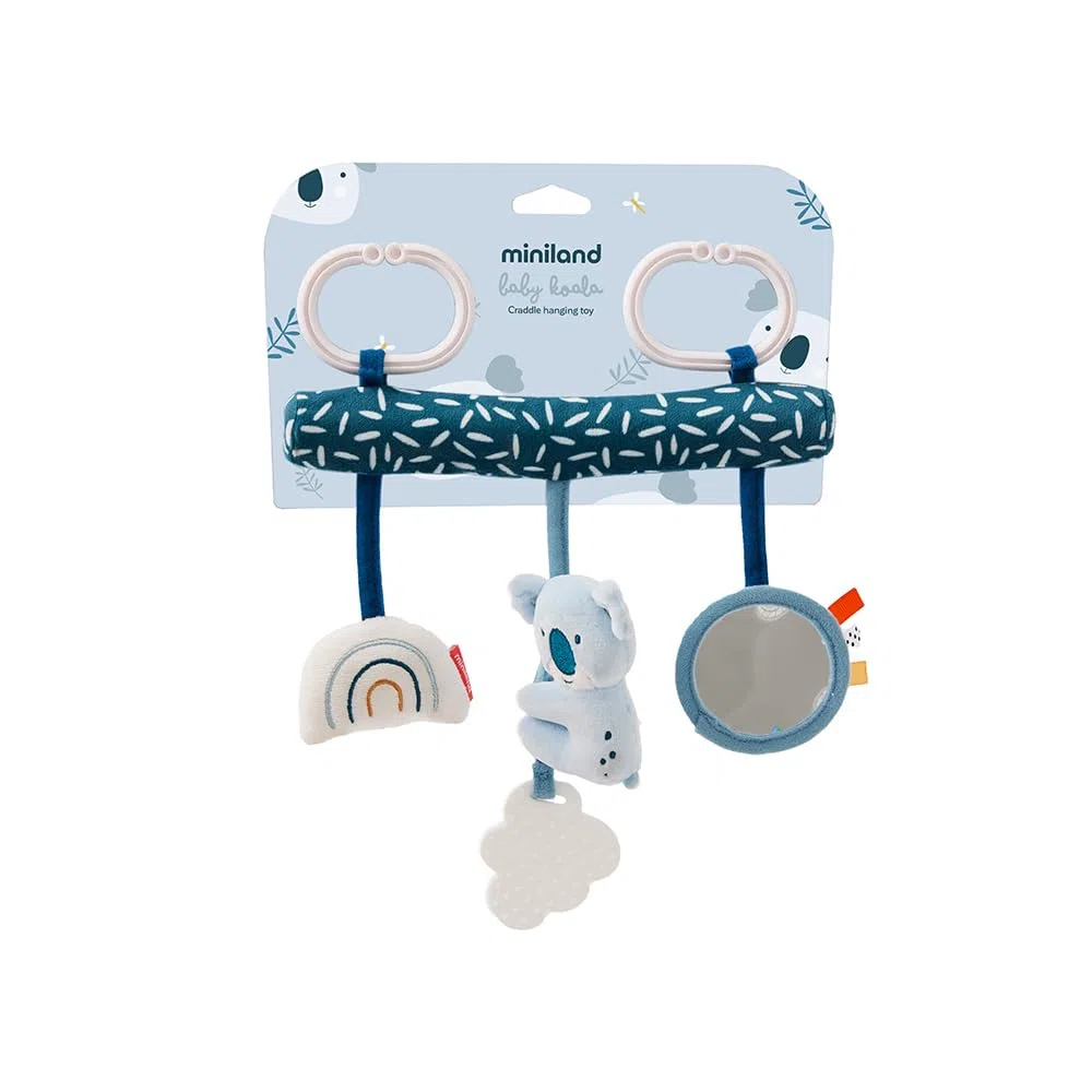 Miniland - Giocattolo da appendere per culla o passeggino Baby Koala - Centro sensoriale con dentaruolo, specchio e suono - Stimolazione precoce (Baby Koala)