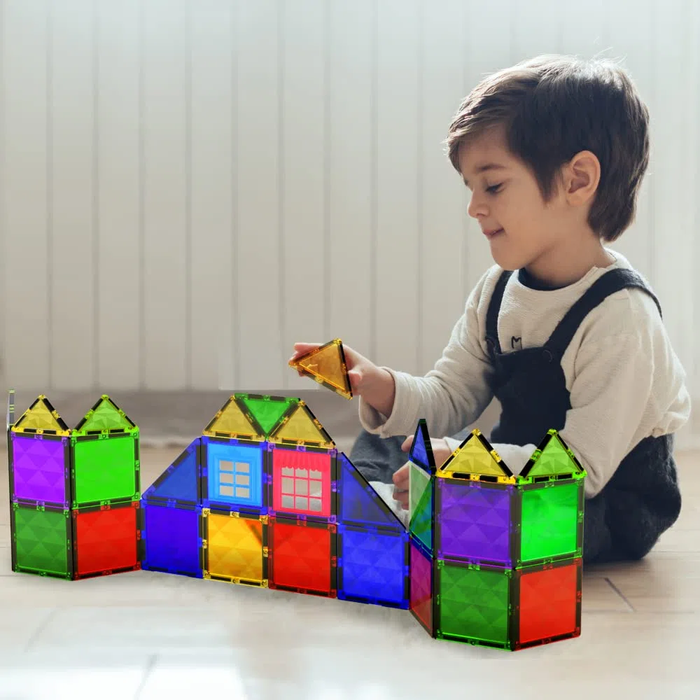 Gioco di Blocchi di Costruzione Magnetici – Blocchi Magnetici Educativi STEM per Bambini, Apprendimento Prescolare Sensoriale Montessori Giocattoli Magnetici per Bambini e Bambine 3+ Anni – 42 Pezzi