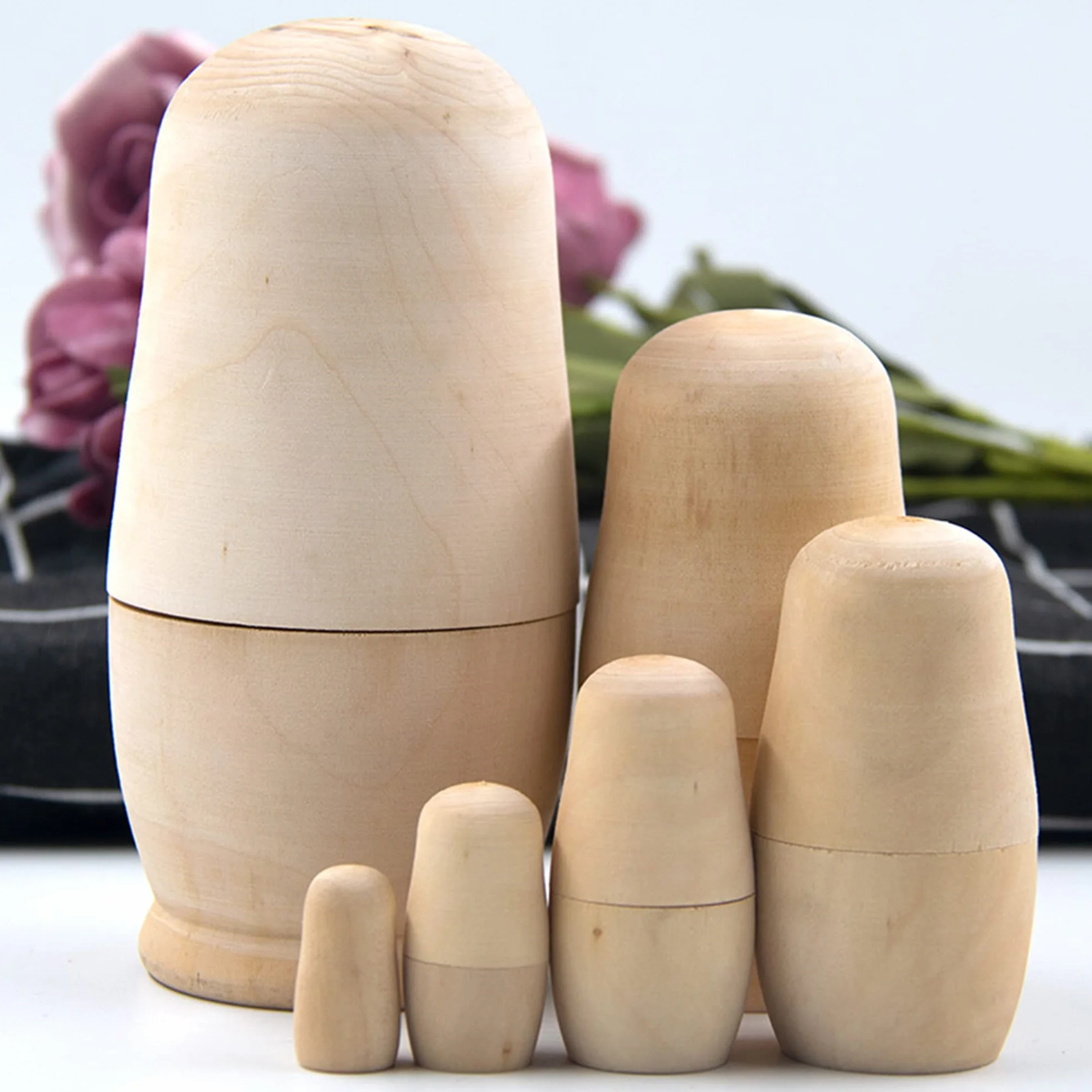 Matrioske Russe, Bambola di Legno, Bambole matrioska Giocattolo di Legno Russo, Non Dipinto Bambola Figura Giocattoli, Giocattolo Impilabile, Minifigure Nidificanti, Non Verniciato Matrioska