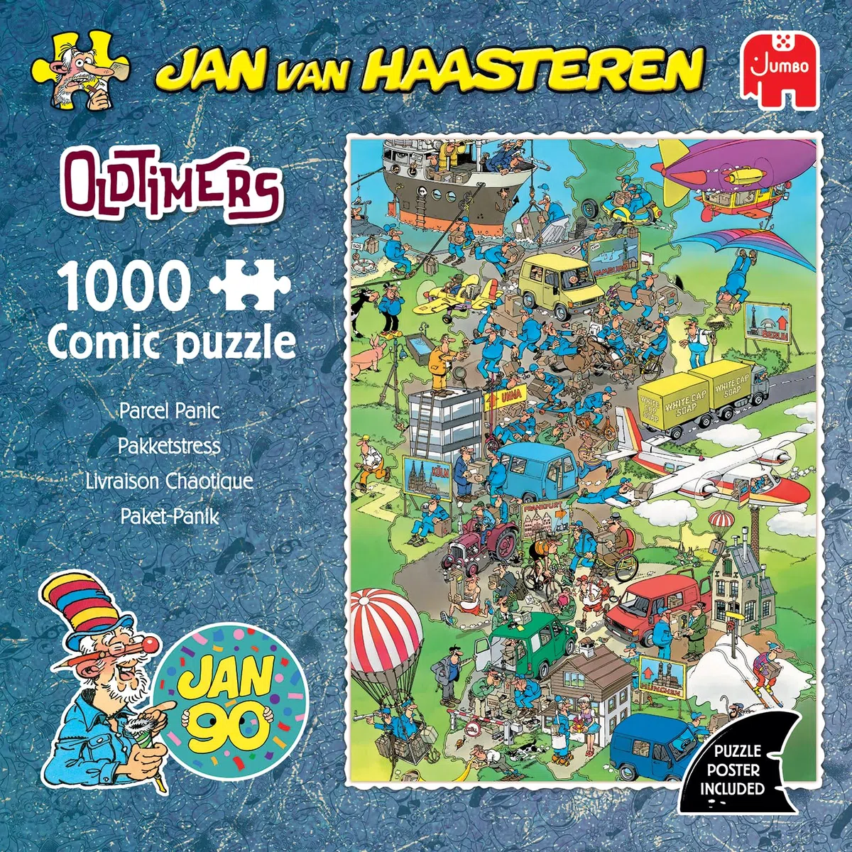 Jan Van Haasteren Parcel Panic, Oldtimers – Puzzle 1000 Pezzi Per Adulti, Adolescenti – Divertente, Stimolante E Spiritoso, Regalo Di Compleanno E Natale – Materiali certificati FSC 68 x 49 cm – Jumbo