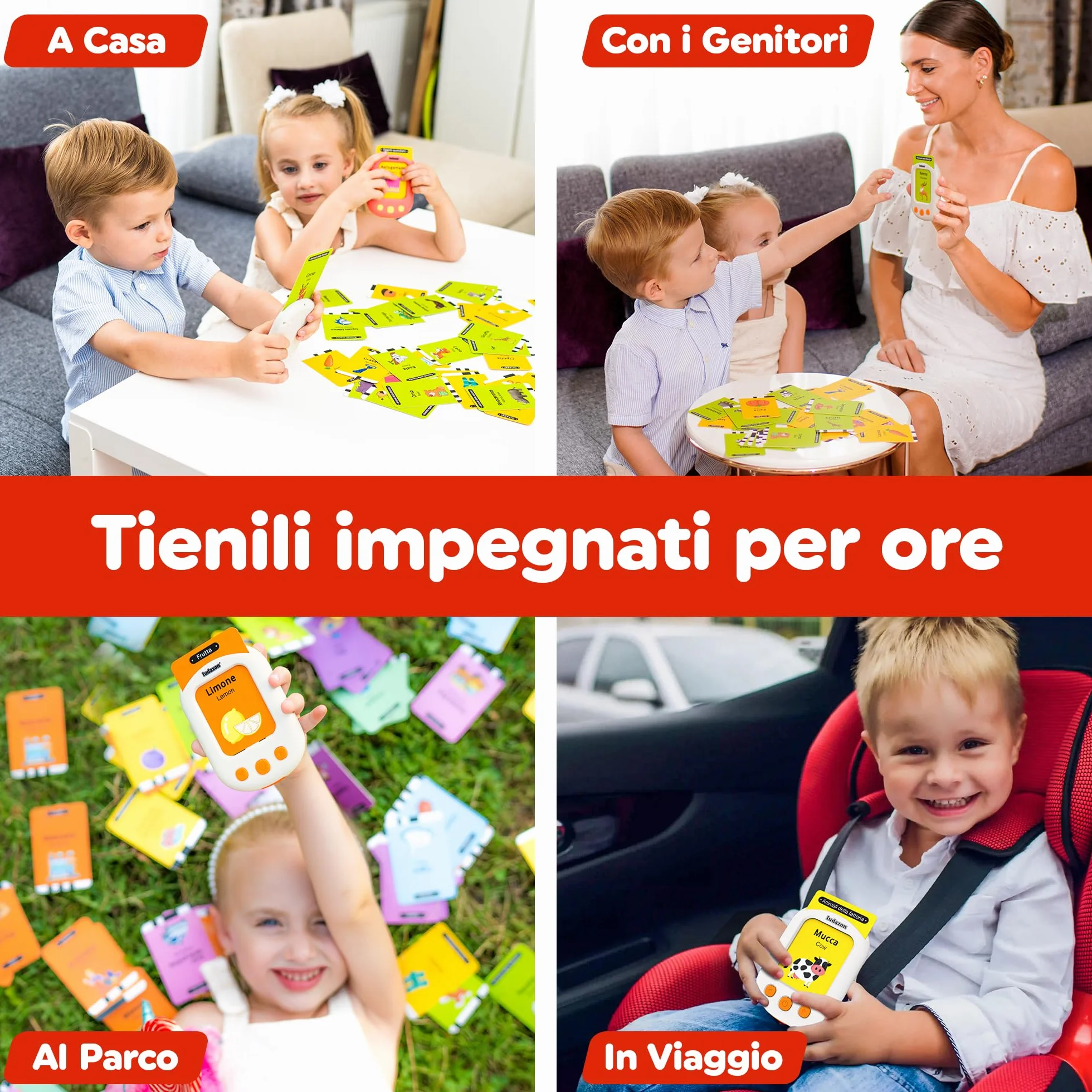 Carte Parlanti Montessori Italiano-Inglese, 224 Vocaboli e 18 Temi Educativi, Il Miglior Giocattolo per Imparare nuove parole in modo Divertente, Idea Regalo 2-6 Anni, Guarda il Video