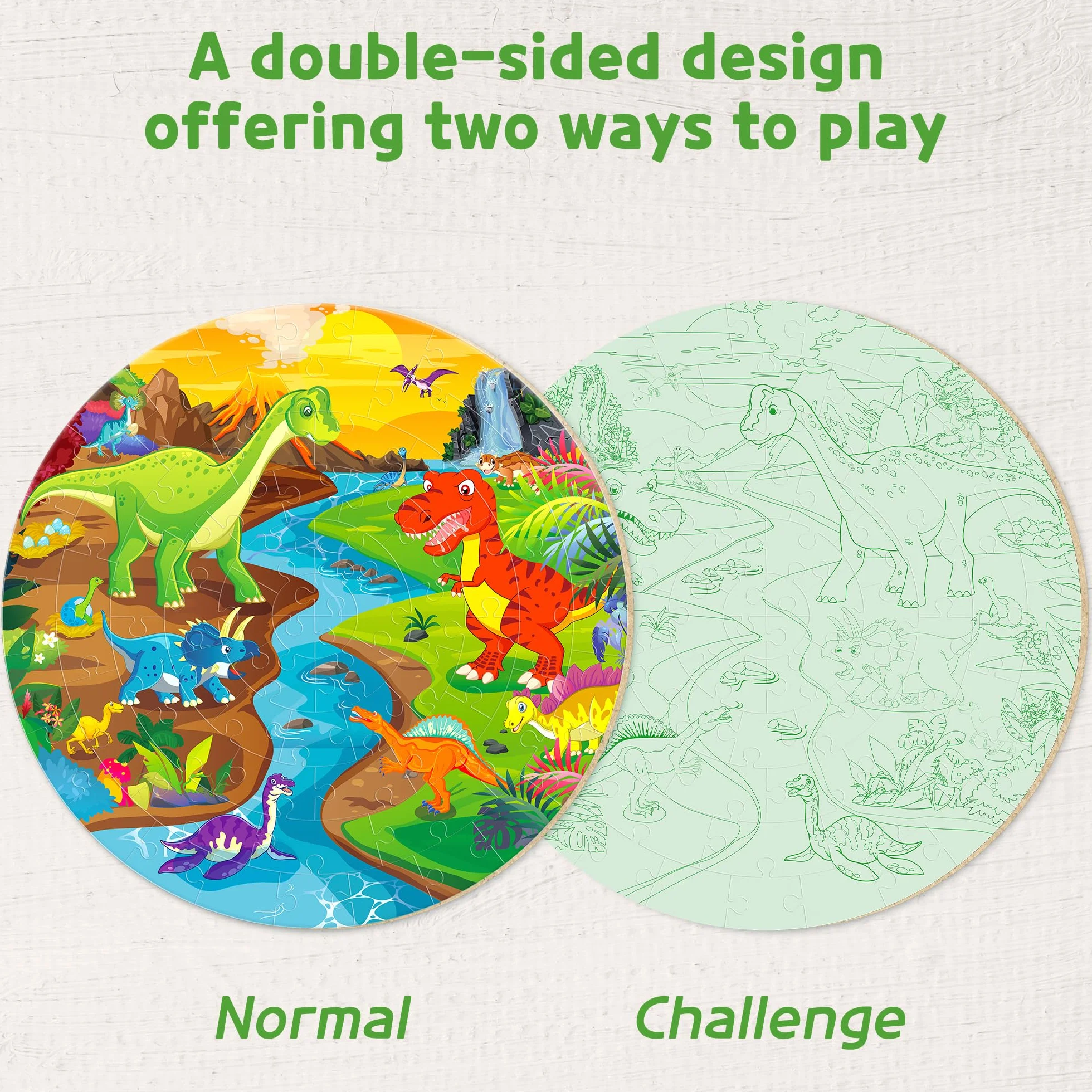 SYNARRY Puzzle da Pavimento Dinosauri in Legno Bambini 3 4 5 6 7 8 Anni, 70 Pezzi Puzzle Dinosauri, Giocattoli Educativi Prescolari Regali