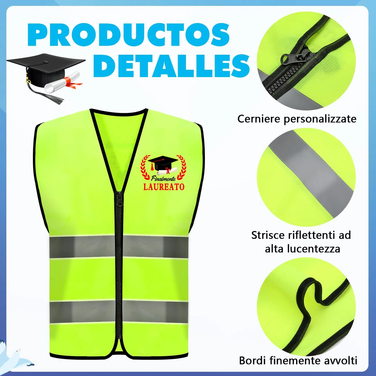 HOWAF Regalo Laurea Uomo, Gilet Laureato per Travestimento Costumi Scherzi Laurea Gadget Divertenti