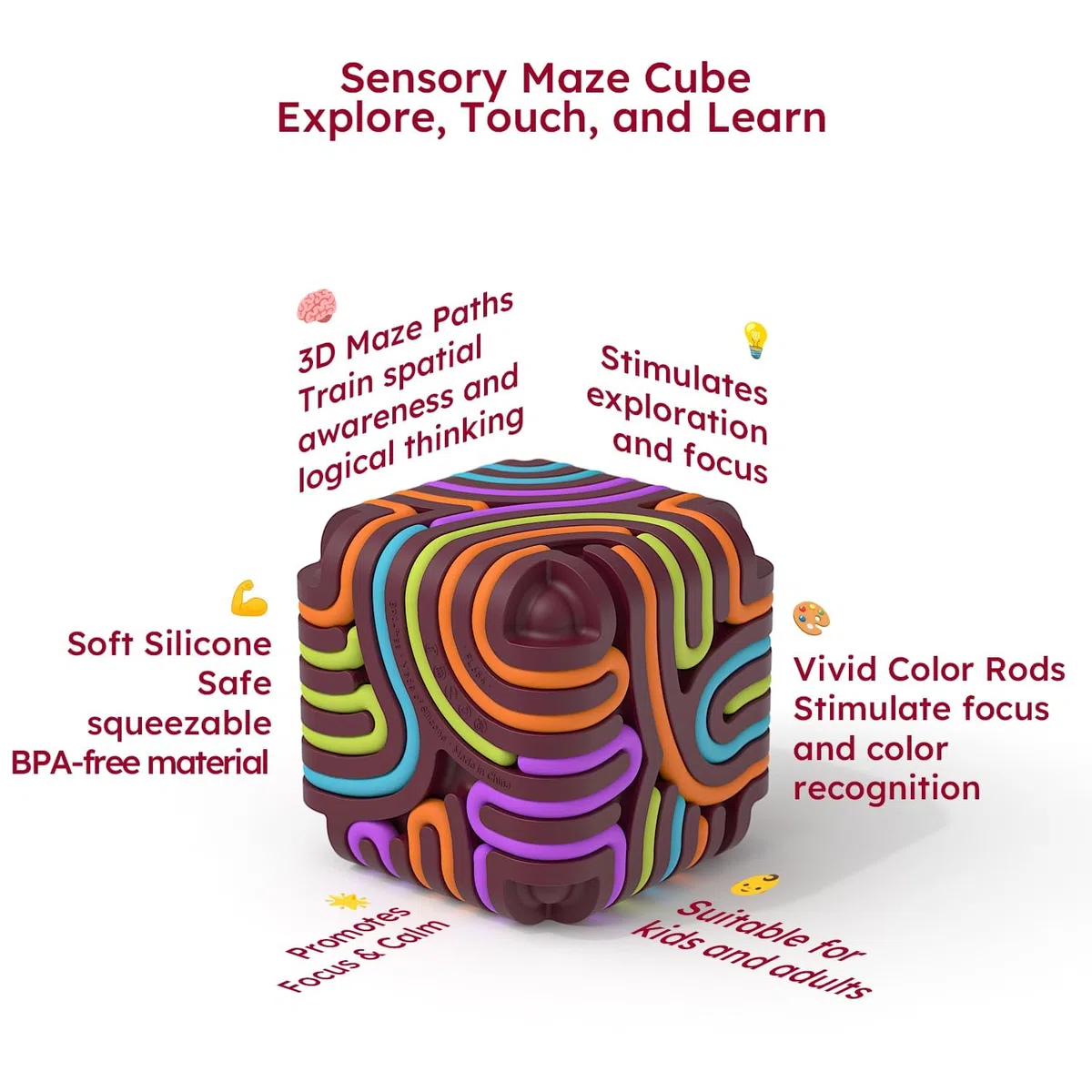 3D Sensorik Attività Sensoriale, Sensory Activity Board Silicone, Giocattolo in Silicone Bambini, Giochi da Viaggio Bambini 3 4 5 6 anni per ADHD Autismo con Borsa