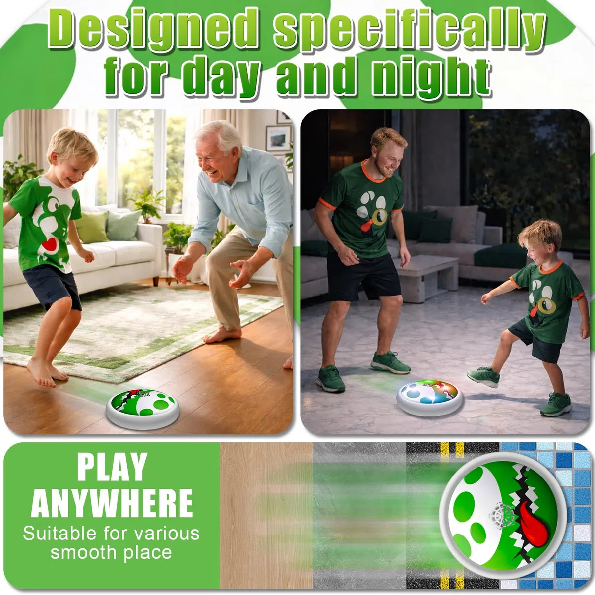 Yosi Pallone Calcio Fluttuante, Giochi Super Bro, Hoverball con Luci LED, Paracolpi in Schiuma Morbida, Calcio Interno Giocattoli Bambini Regalo Bimbo 3-12 Anni