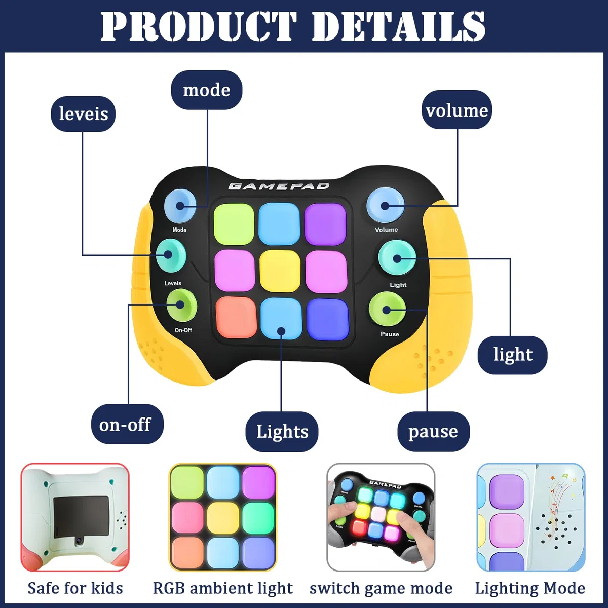 Pop Elettronico Gioco Giallo, Macchina da Gioco Fidget per Sensoriale, Giocattoli Sensoriali Fidget per Autismo, Rompicapo Veloce Giocattolo Manuale per Alleviare lo Stress Bambini e Adulti