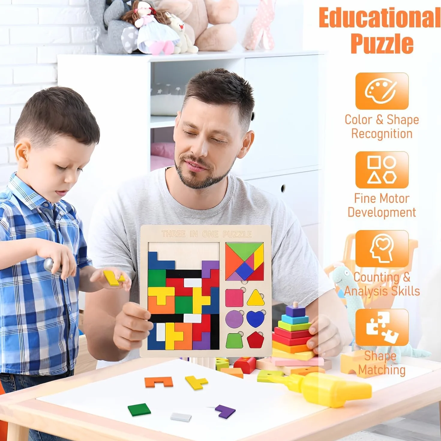 Giochi Bambini 3 4 5 6 Anni, Tangram Bambini Puzzle di legno Giochi Montessori 3 4 5 6 Anni Puzzle Bambini 3 4 5 6 Anni Regalo Bambina 3-6 Anni Giocattoli Bambini 3-6 Anni Gioco Educativo Giochi