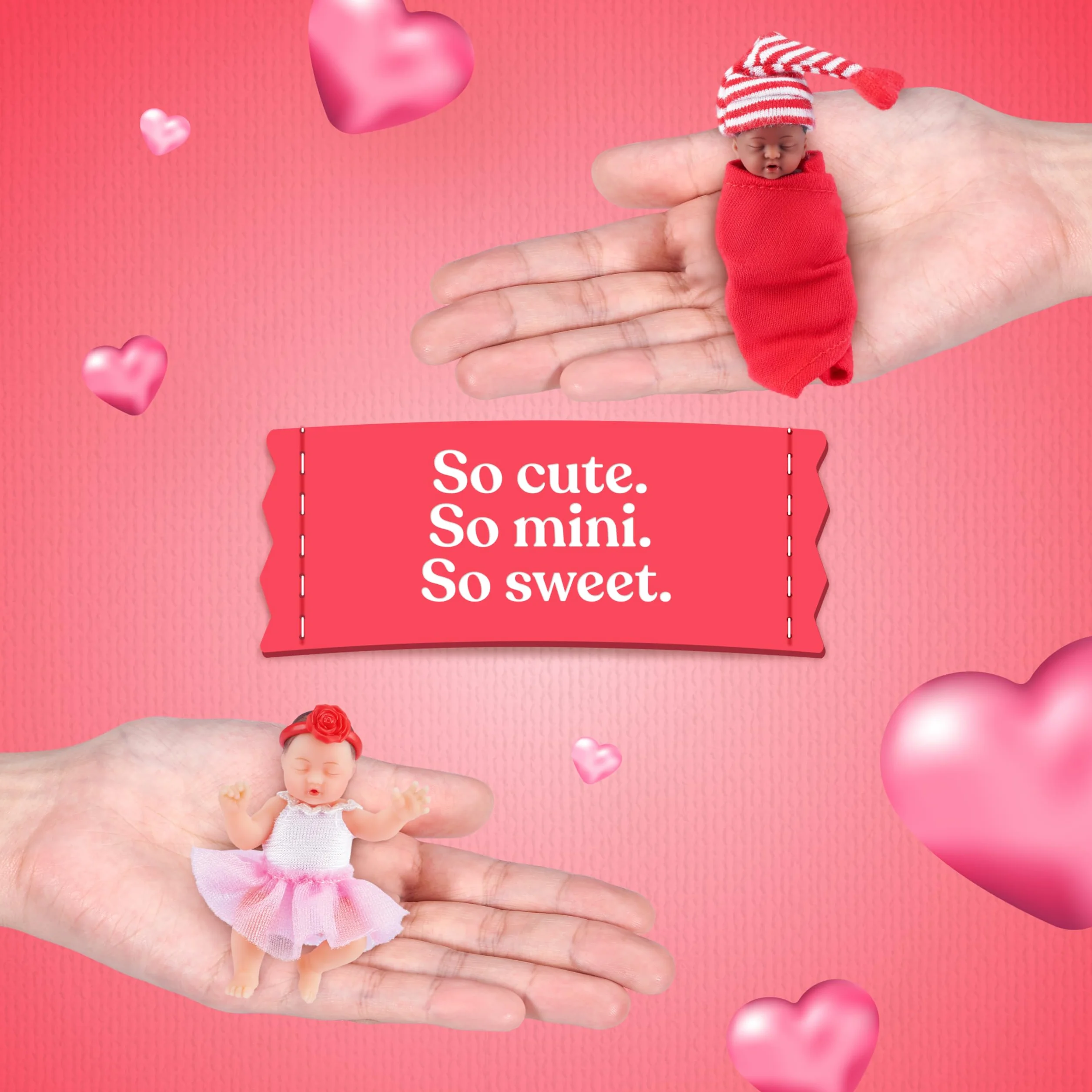 My Mini Baby Sweet Hearts Series 1 2 Pack by ZURU – Capsula misteriosa con bambole da collezione con accessori e set da gioco, giocattolo realistico in miniatura per bambine dai 3 anni in su