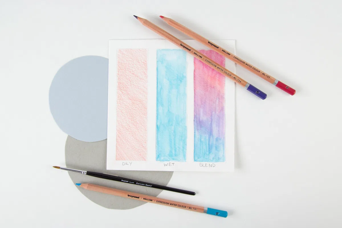 Bruynzeel Set di 24 matite acquerellabili Expression + pennello in latta | Matite idrosolubili per adulti, Bullet Journaling