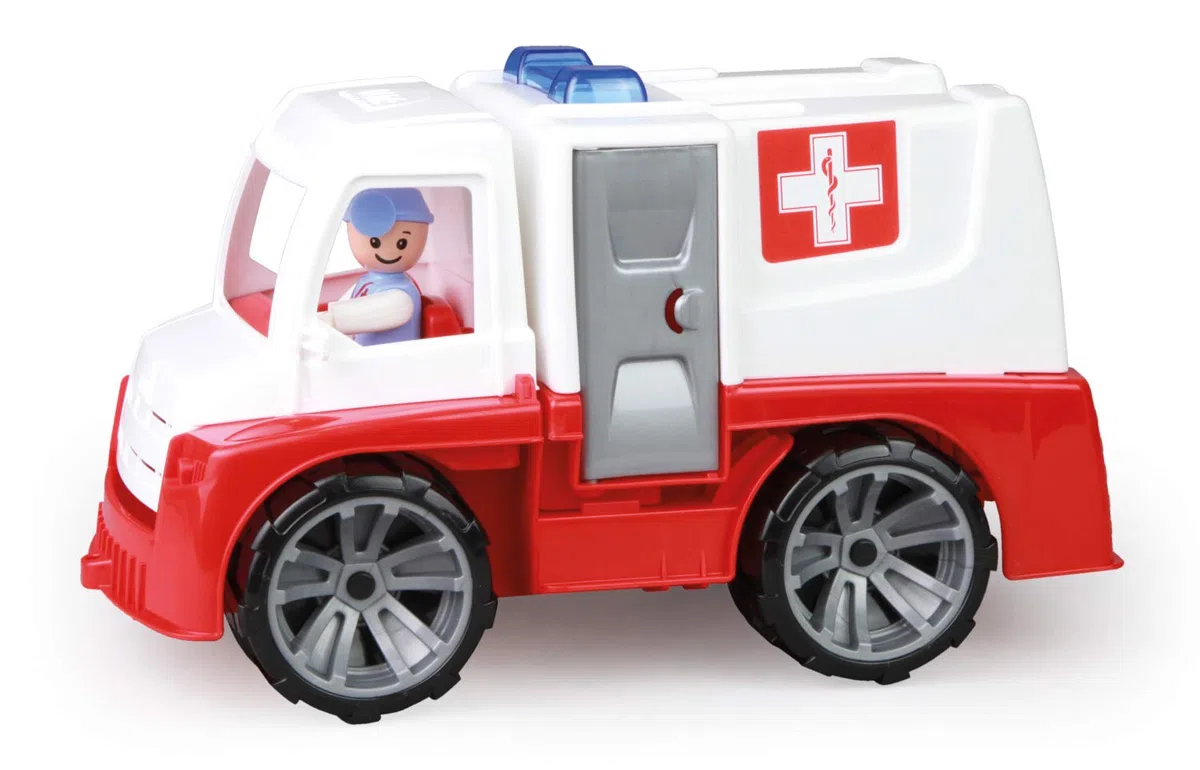 LENA - Truxx Macchina Ambulanza Veicolo Giocattolo per 2+ Anni Bambini, Rosso/Bianco