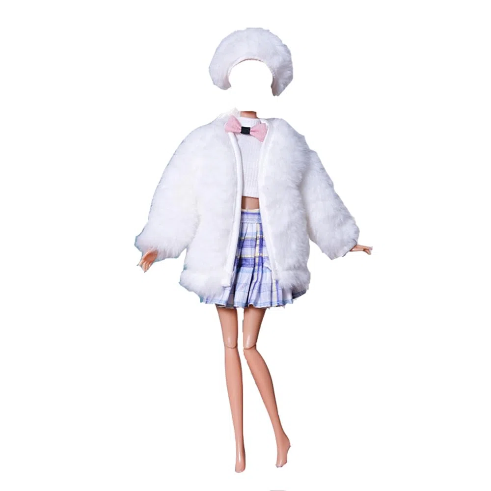 5 Set Abbigliamento Autunnale Vestiti Abiti D'Inverno + Pantaloni Scarpe Manica lunga Soprabito Cappotto peluche Per 29cm Bambole Accessori regalo di Natale Casuale Stile