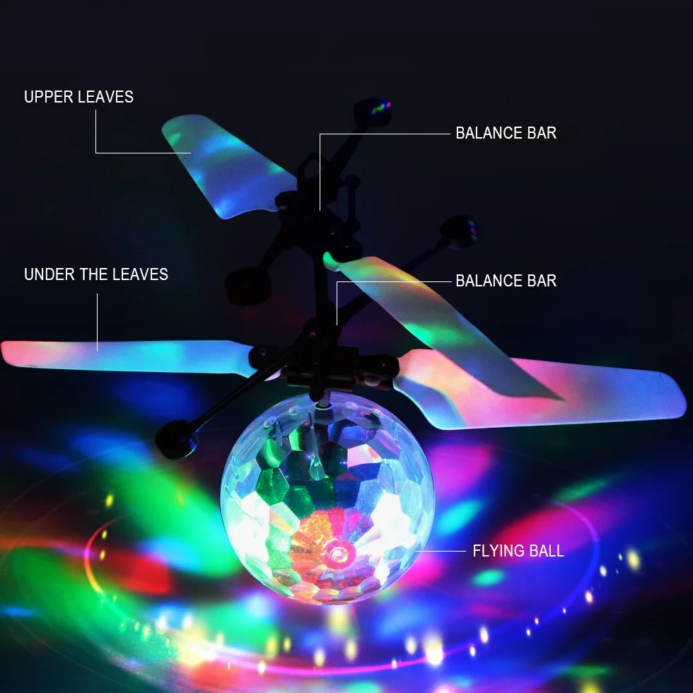 Palla Volante, Palla Volante RC Giocattolo Regalo per Bambini Ragazzi Ragazze 8 9 10 11 12 Anni, Elicottero a Induzione a Infrarossi Drone Aereo Telecomando con Luce LED Giochi Interni Esterni