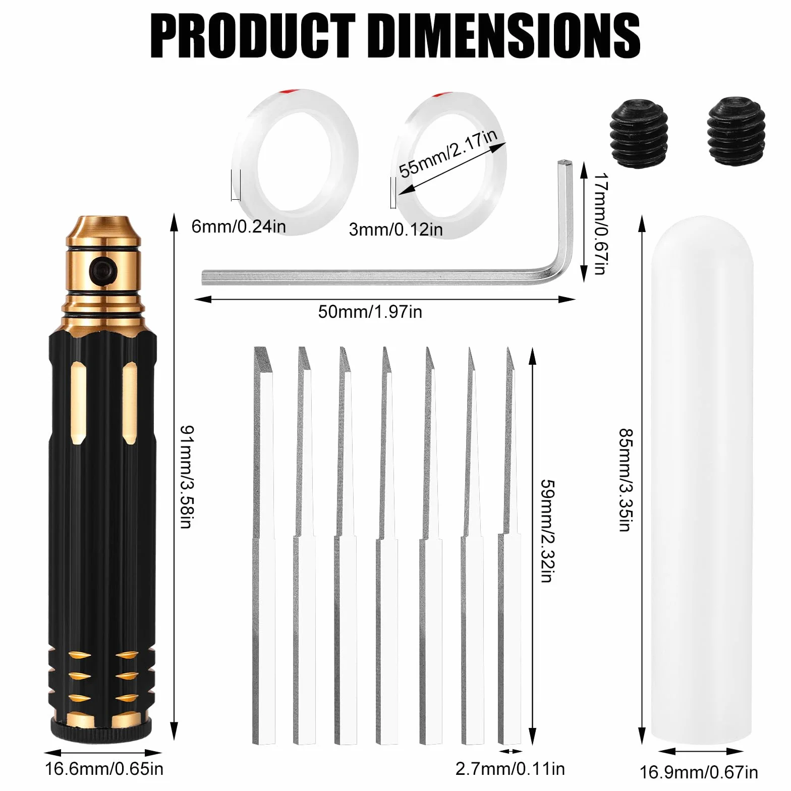 Kit Strumento Incisione Modelli, Scalpello Modelli con 7 Lame 0.1/0.2/0.4/0.6/0.8/1.0/2.0mm, Incisore Linee Linee Pannellatura Precisione per Gundam Incisione Resina GK Modellini Scala